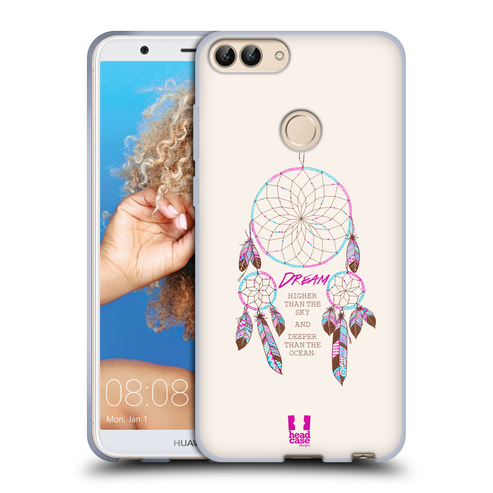 HEAD CASE silikon obal na mobil Huawei P SMART vzor Lapač snů růžová