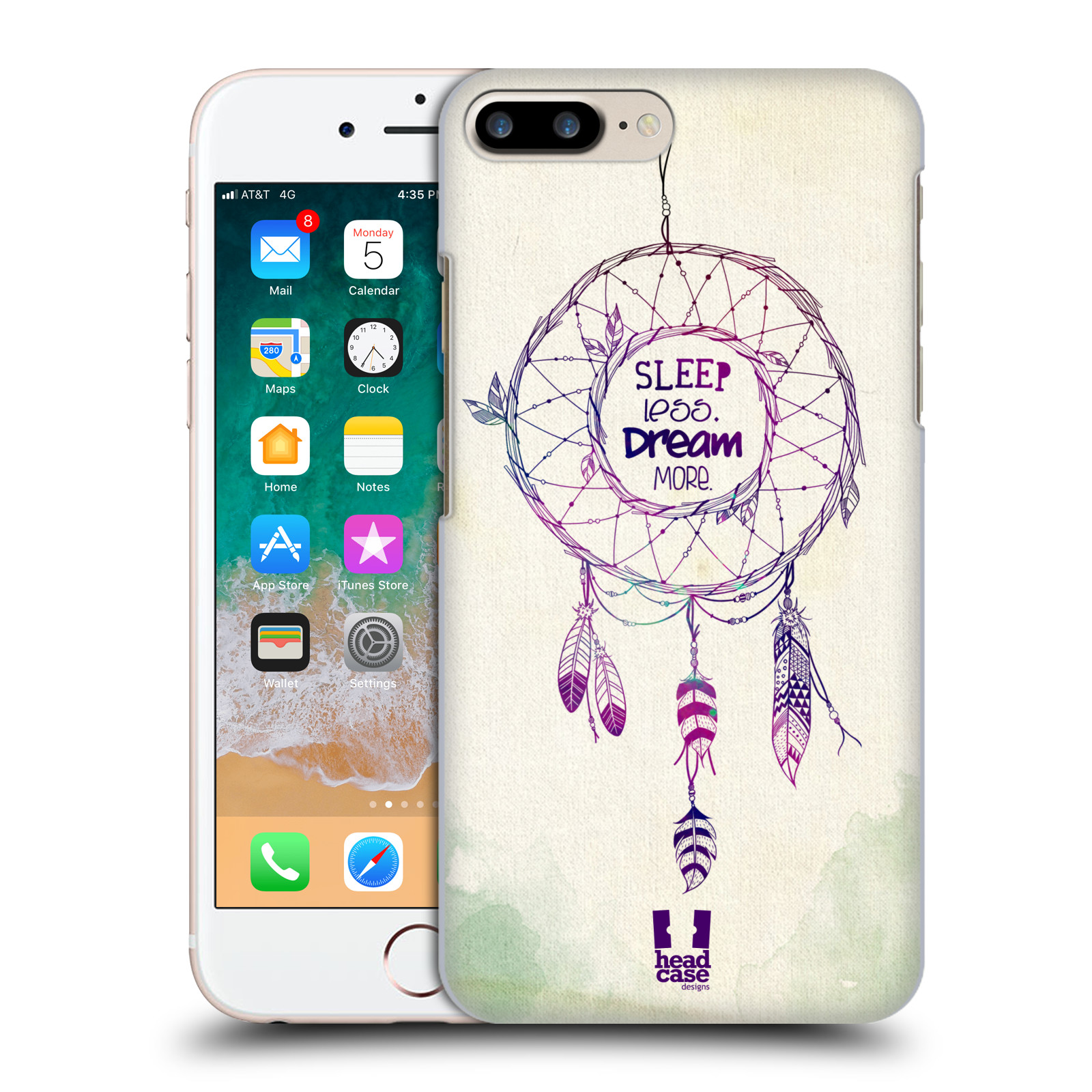 HEAD CASE plastový obal na mobil Apple Iphone 7 PLUS vzor Lapač snů ZELENÁ A FIALOVÁ