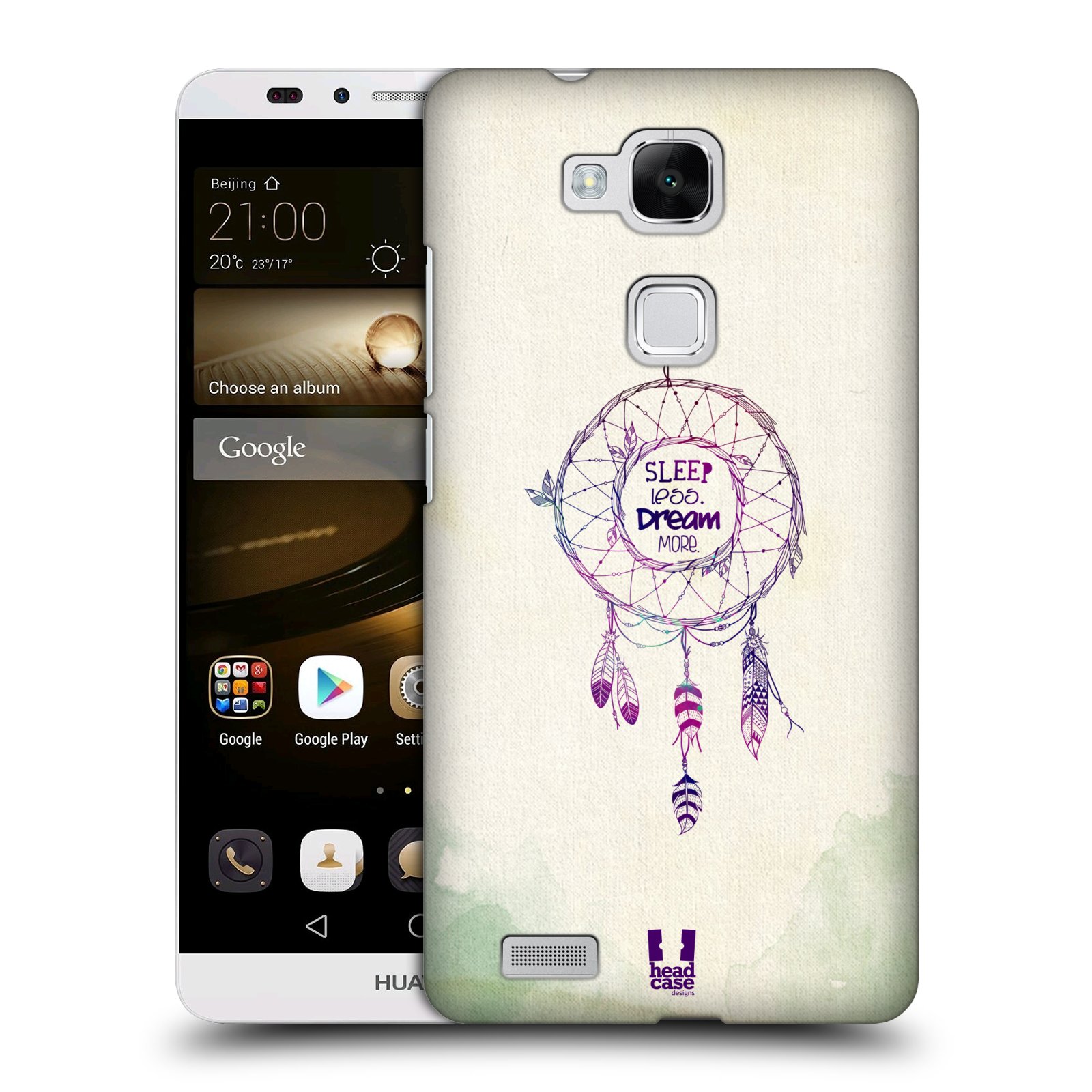 HEAD CASE plastový obal na mobil Huawei Mate 7 vzor Lapač snů ZELENÁ A FIALOVÁ