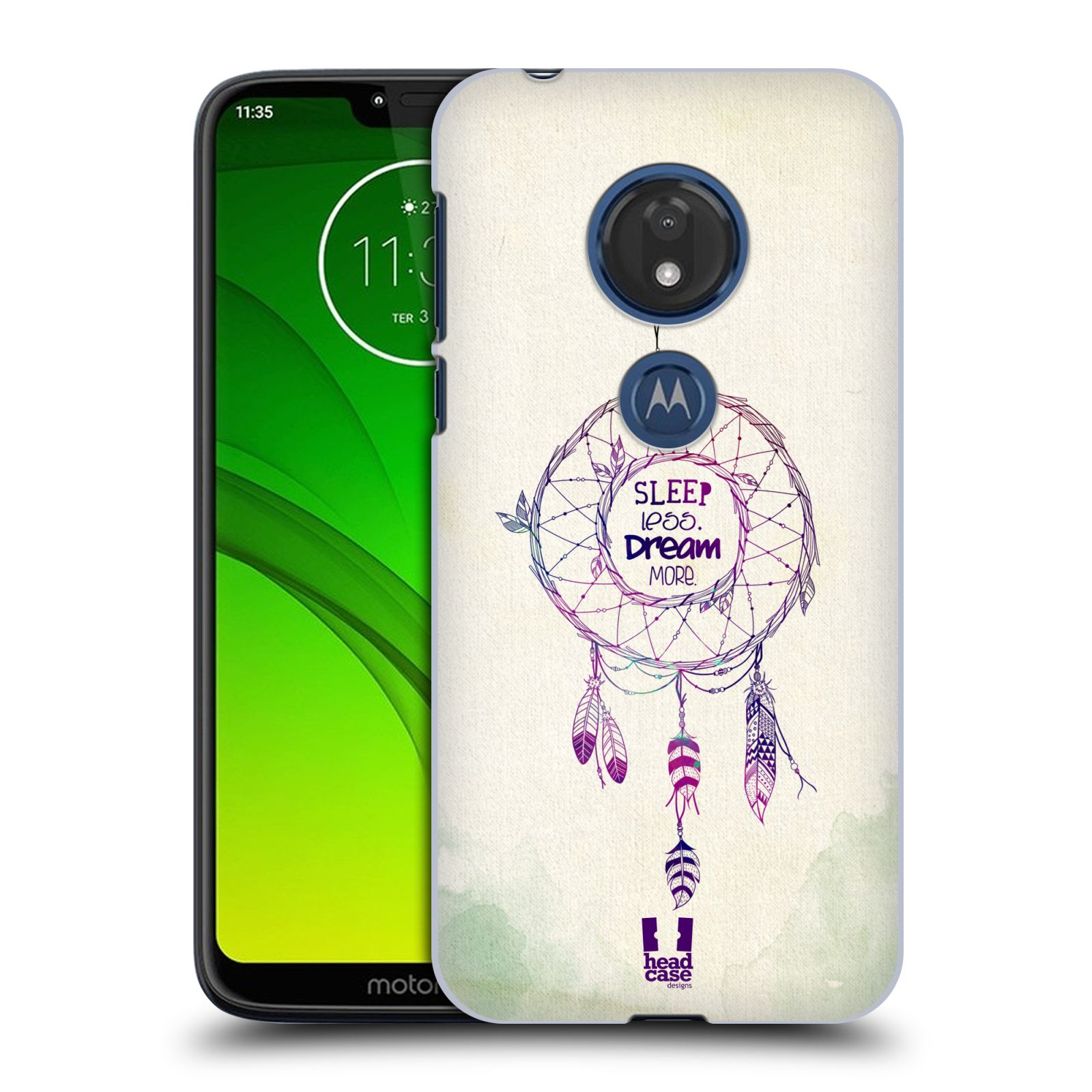 Pouzdro na mobil Motorola Moto G7 Play vzor Lapač snů ZELENÁ A FIALOVÁ