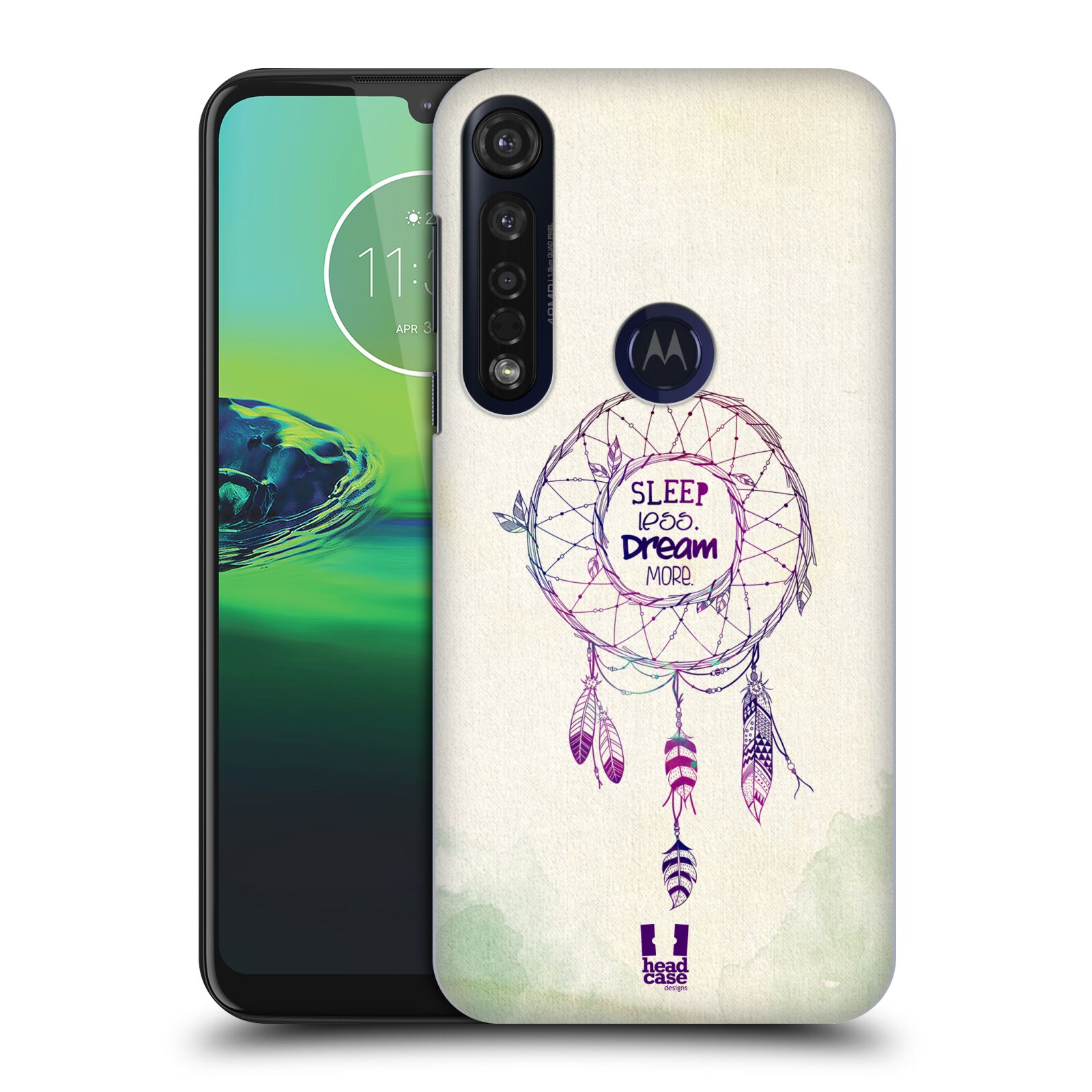 Pouzdro na mobil Motorola Moto G8 PLUS - HEAD CASE - vzor Lapač snů ZELENÁ A FIALOVÁ