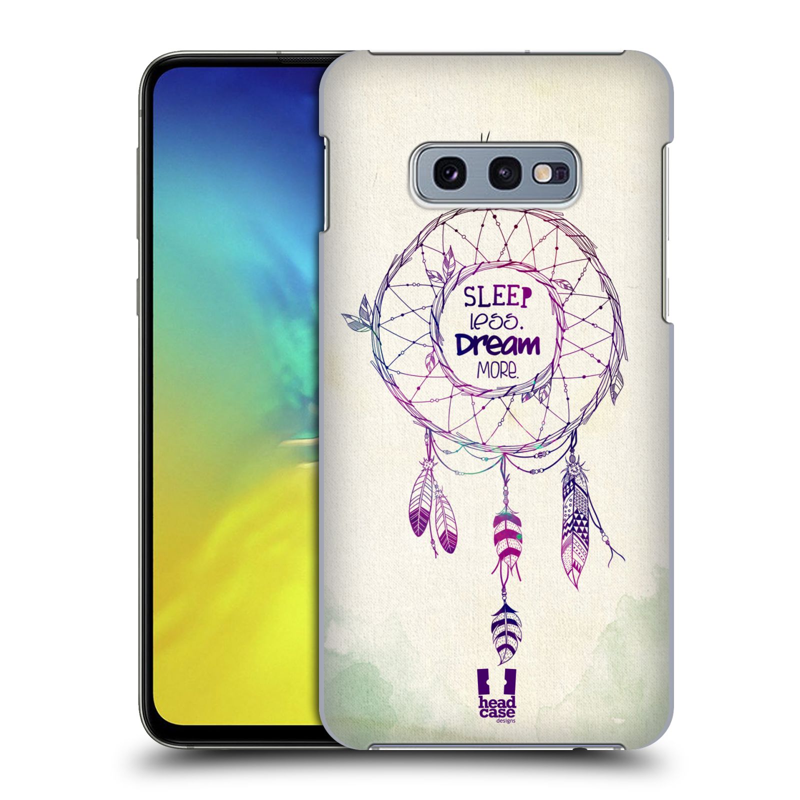 Pouzdro na mobil Samsung Galaxy S10e - HEAD CASE - vzor Lapač snů ZELENÁ A FIALOVÁ