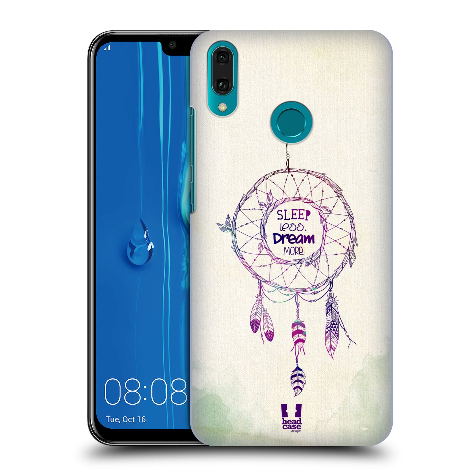Pouzdro na mobil Huawei Y9 2019 - HEAD CASE - vzor Lapač snů ZELENÁ A FIALOVÁ