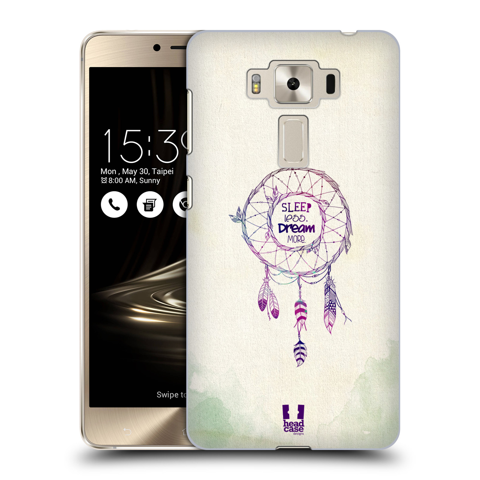 HEAD CASE plastový obal na mobil Asus Zenfone 3 DELUXE ZS550KL vzor Lapač snů ZELENÁ A FIALOVÁ
