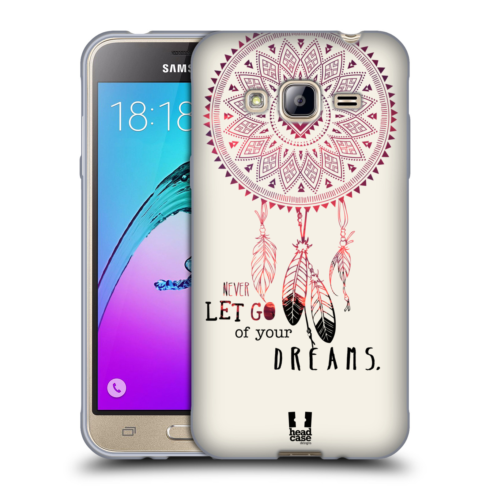 HEAD CASE silikonový obal na mobil Samsung Galaxy J3, J3 2016 vzor Lapač snů ČERVENÁ