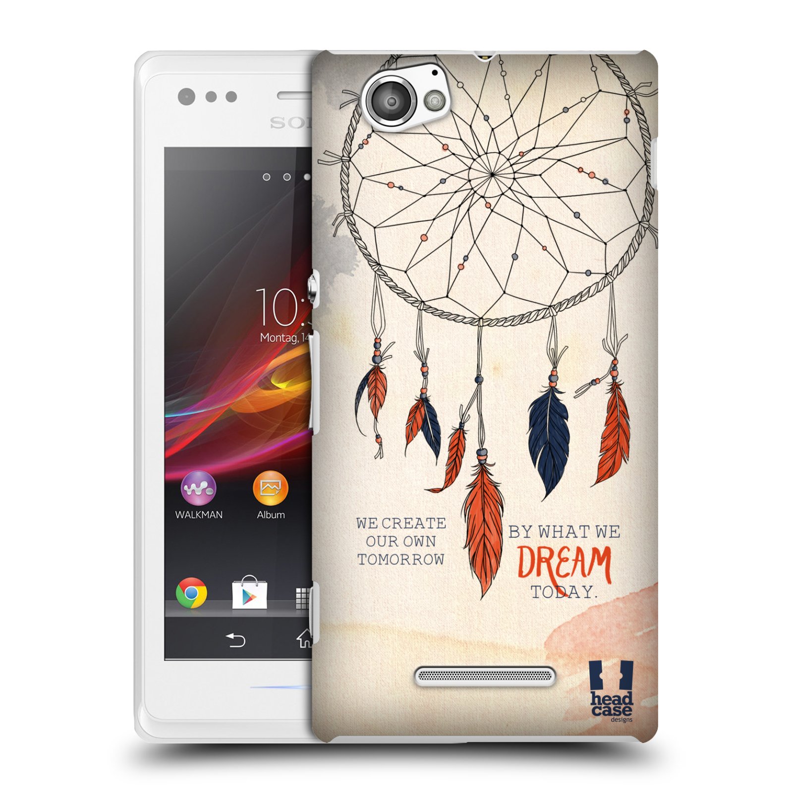 HEAD CASE plastový obal na mobil Sony Xperia M vzor Lapač snů ORANŽOVÁ