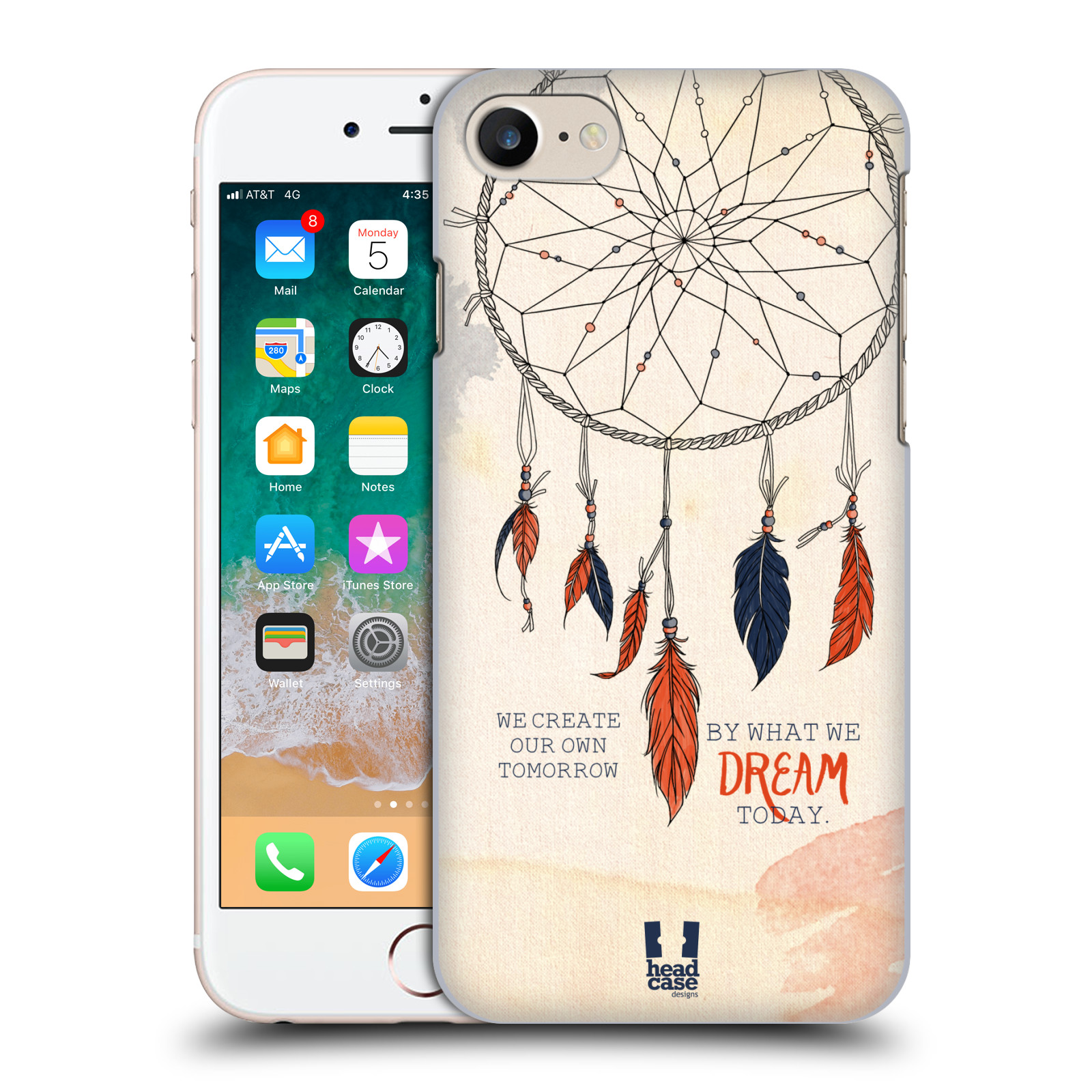 HEAD CASE plastový obal na mobil Apple Iphone 7 vzor Lapač snů ORANŽOVÁ