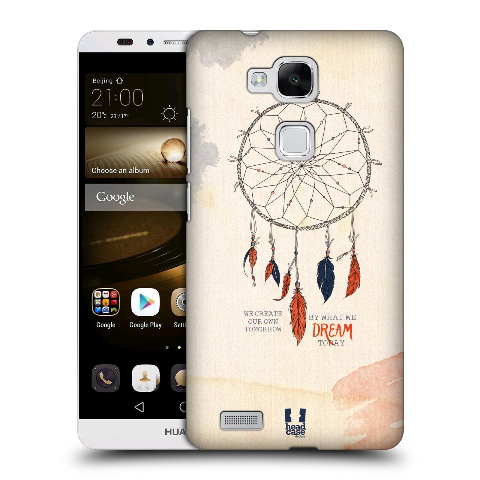 HEAD CASE plastový obal na mobil Huawei Mate 7 vzor Lapač snů ORANŽOVÁ