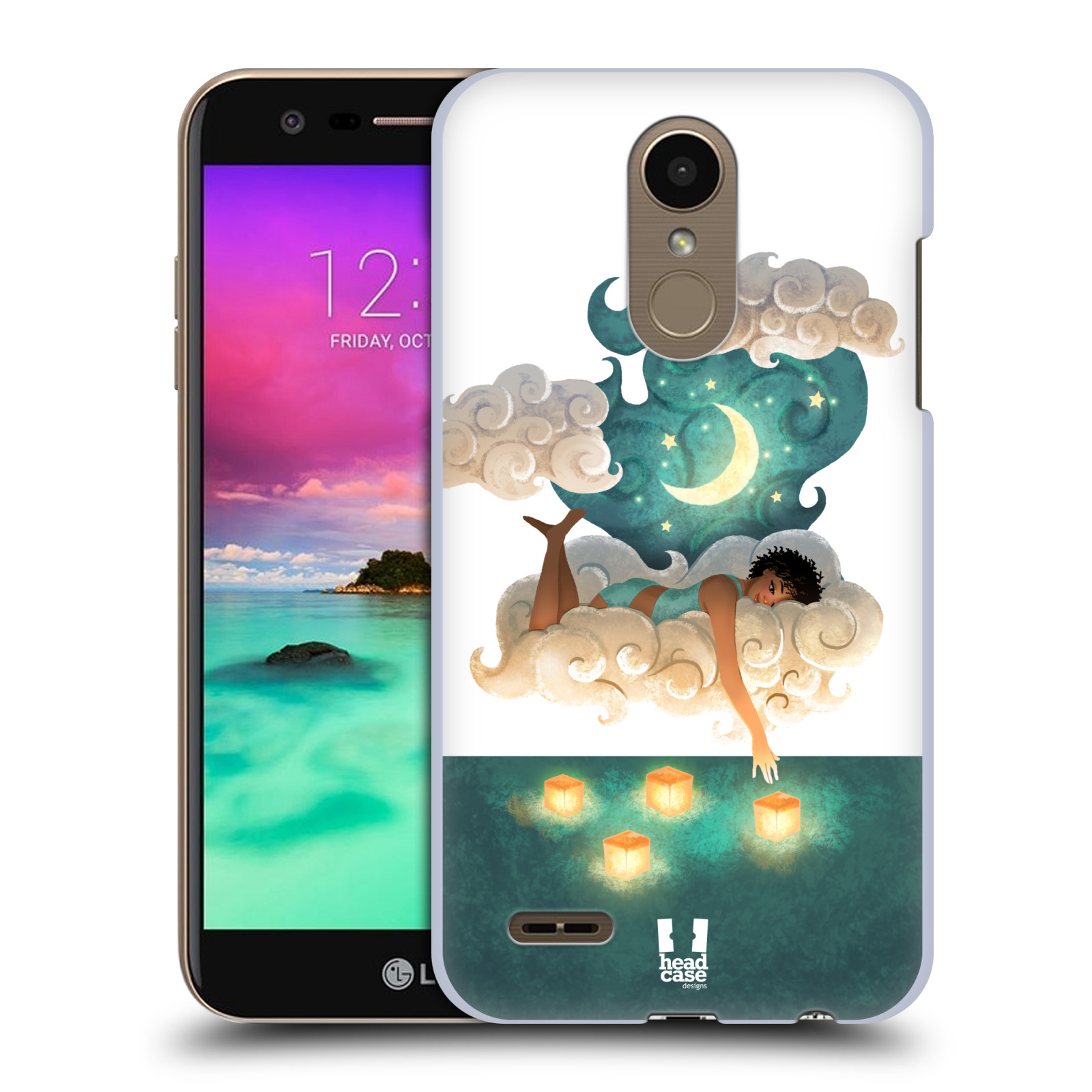 Pouzdro na mobil LG K10 2018 - HEAD CASE - měsíc a lucerny