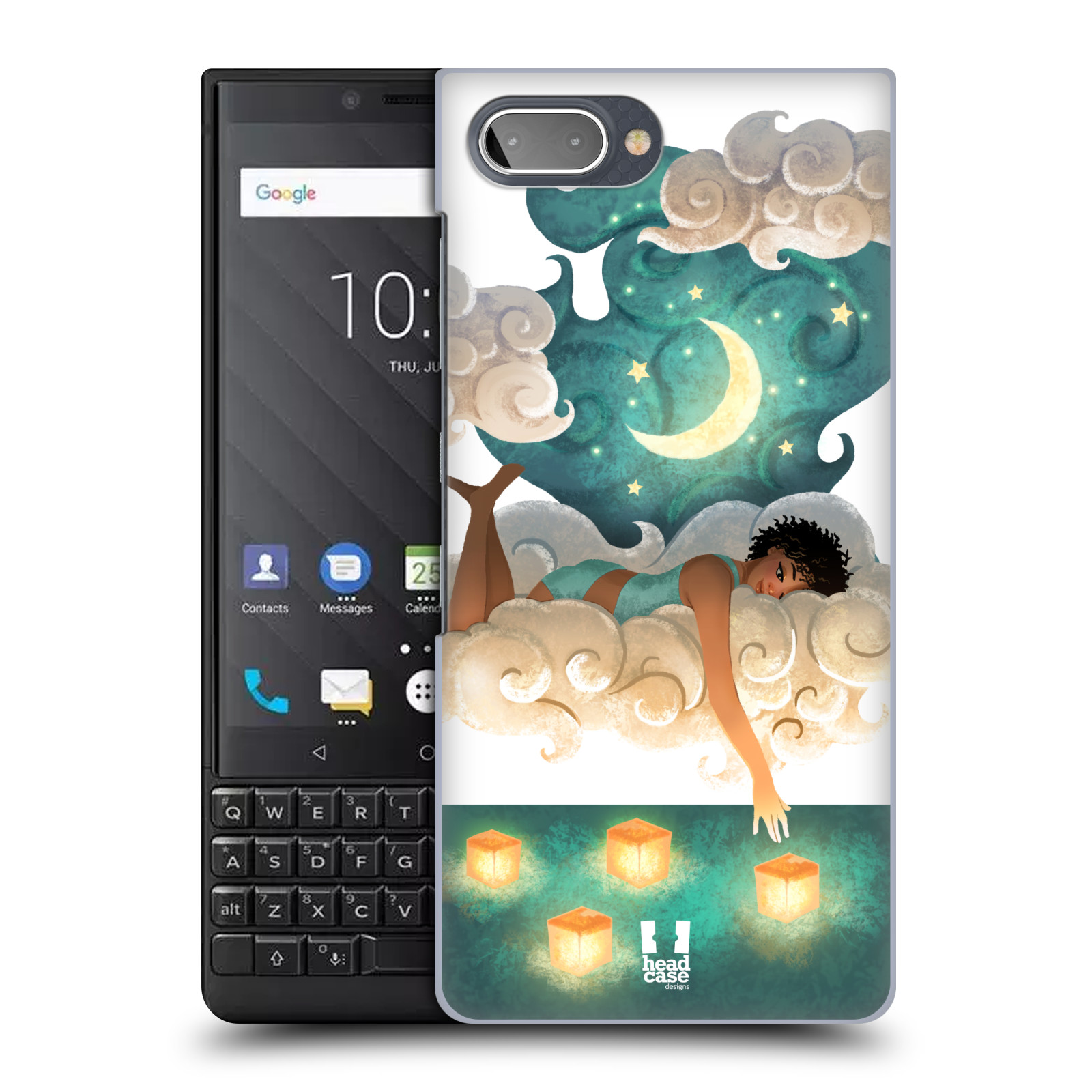 Pouzdro na mobil Blackberry KEY 2 - HEAD CASE - měsíc a lucerny