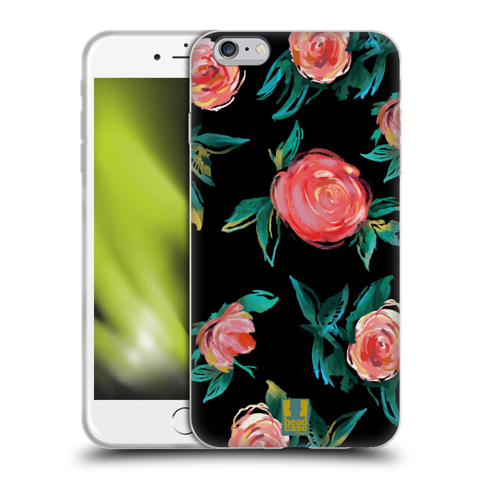 Silikonový obal na mobil Apple Iphone 6+ / 6S Plus - HEAD CASE - Květy - růže na černém pozadí