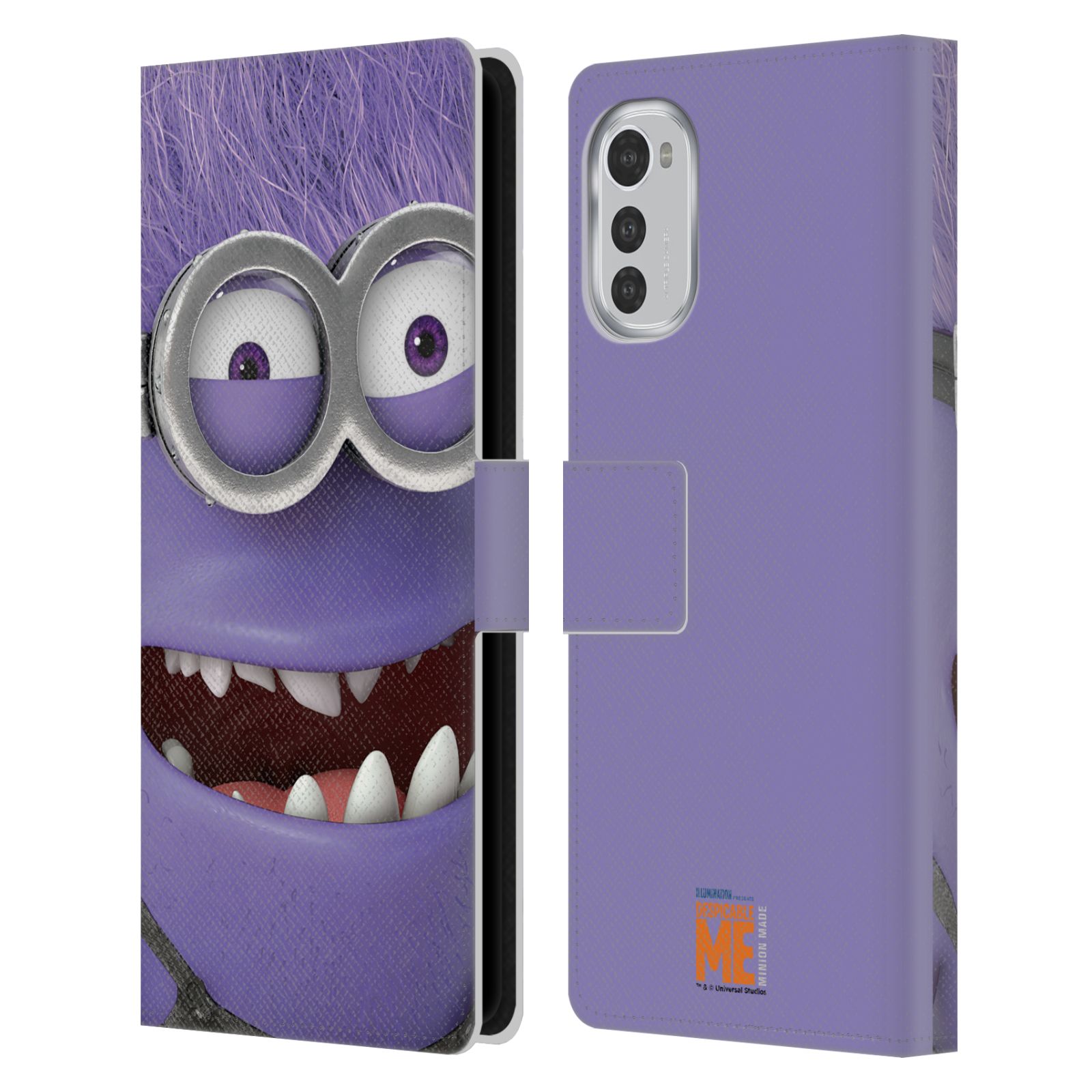 Pouzdro HEAD CASE na mobil Motorola Moto E32 / E32s  Mimoň ďáblík fialový