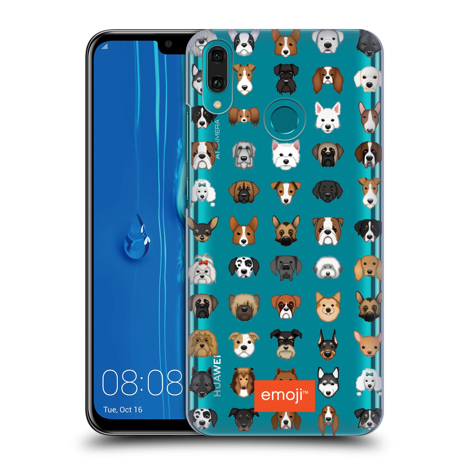 Pouzdro na mobil Huawei Y9 2019 - HEAD CASE - oficiální kryt EMOJI rasy pejsků série 2
