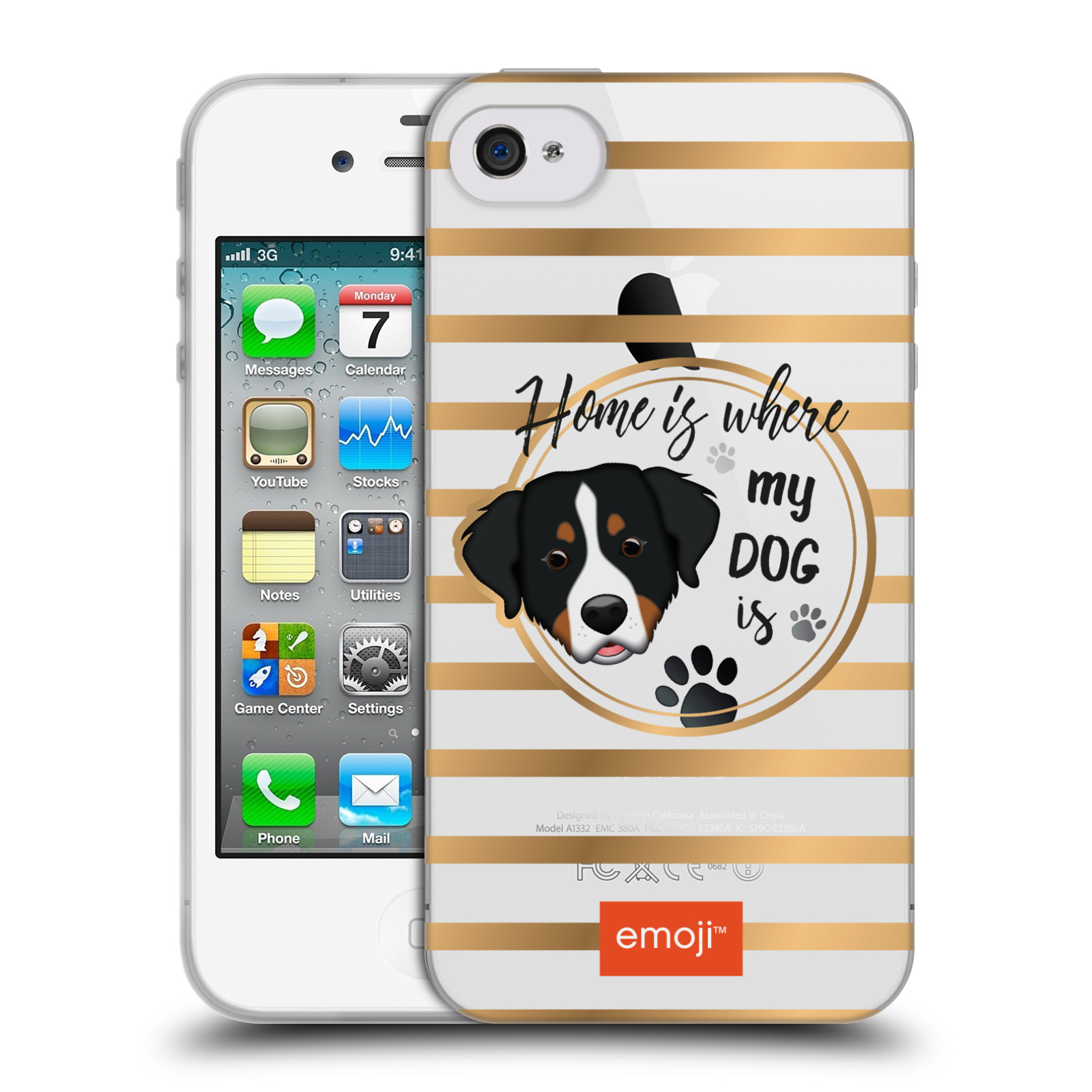 HEAD CASE silikonový obal na mobil Apple Iphone 4/4S oficiální kryt EMOJI pejskův domov