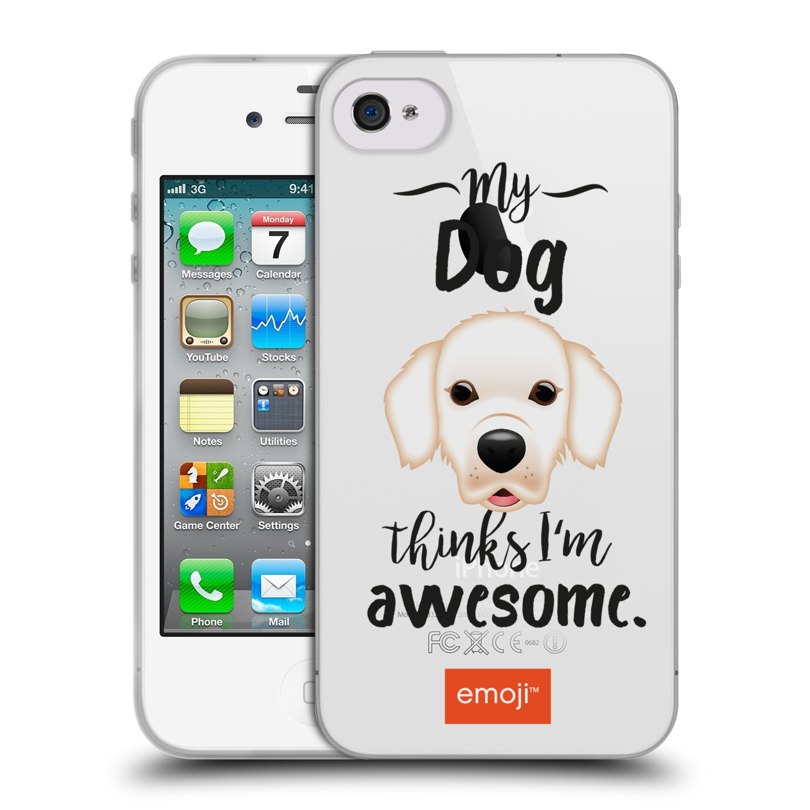 HEAD CASE silikonový obal na mobil Apple Iphone 4/4S oficiální kryt EMOJI Labrador