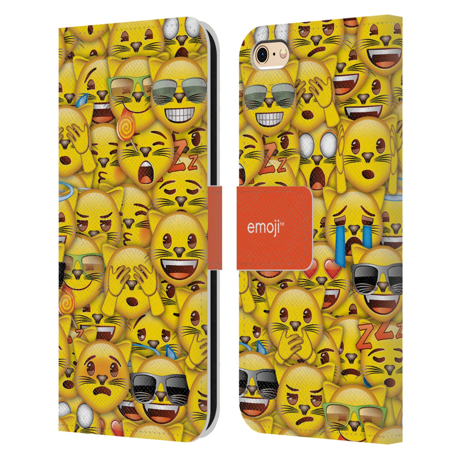 Oficial Emoji Patrones Llenos Funda De Libro Cuero Para Apple Iphone