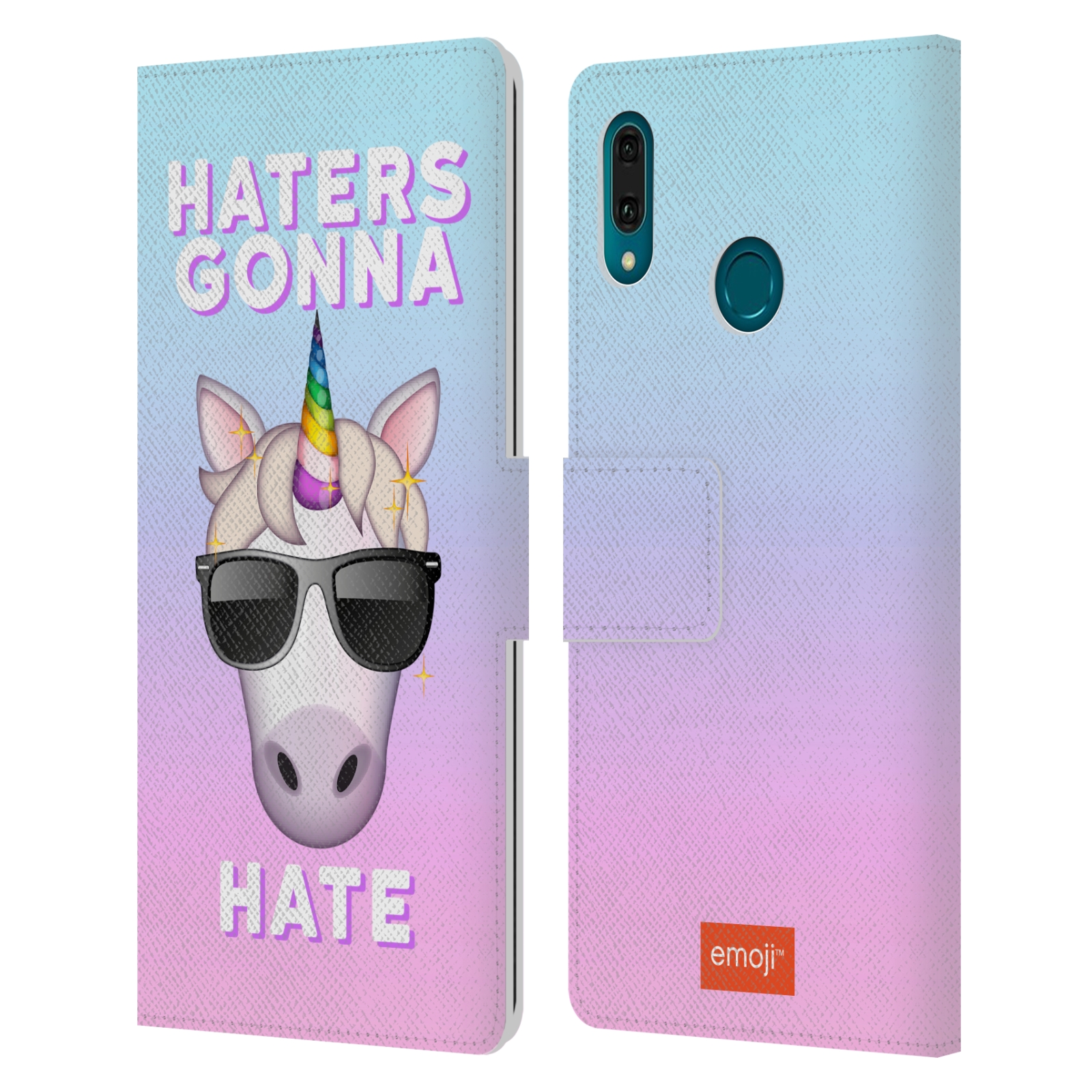 Pouzdro na mobil Huawei Y9 2019 - Head Case - Emoji jednorožec s brýlemi