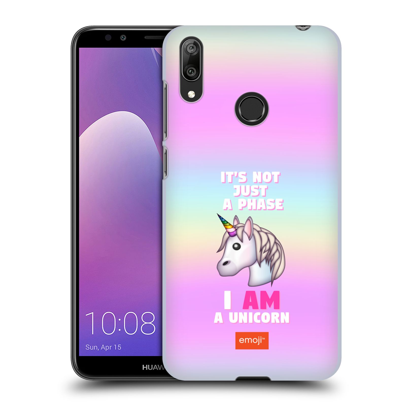 Pouzdro na mobil Huawei Y7 2019 - Head Case - smajlíci oficiální kryt EMOJI vzor jednorožec růžová I AM UNICORN