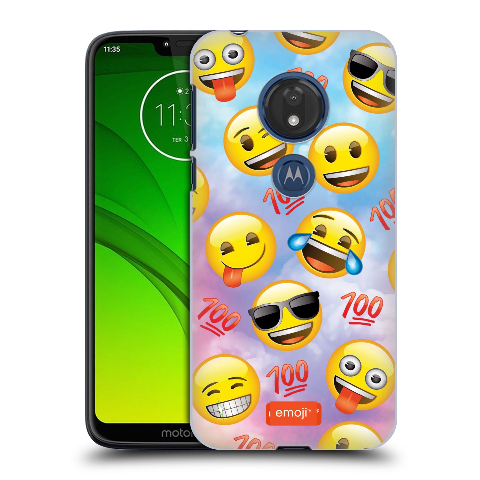 Pouzdro na mobil Motorola Moto G7 Play smajlík oficiální kryt EMOJI velký smajlík štastlivci