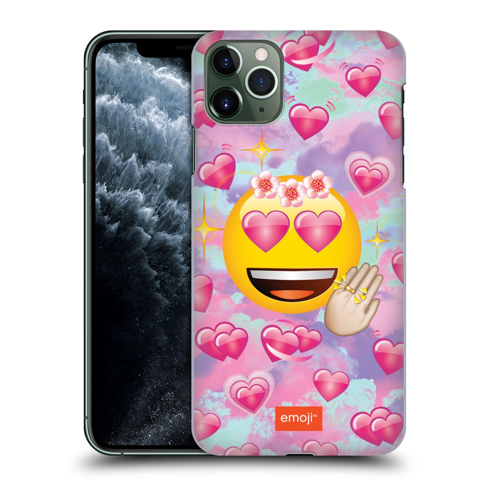 Pouzdro na mobil Apple Iphone 11 PRO MAX - HEAD CASE - smajlík oficiální kryt EMOJI velký smajlík růžová srdíčka
