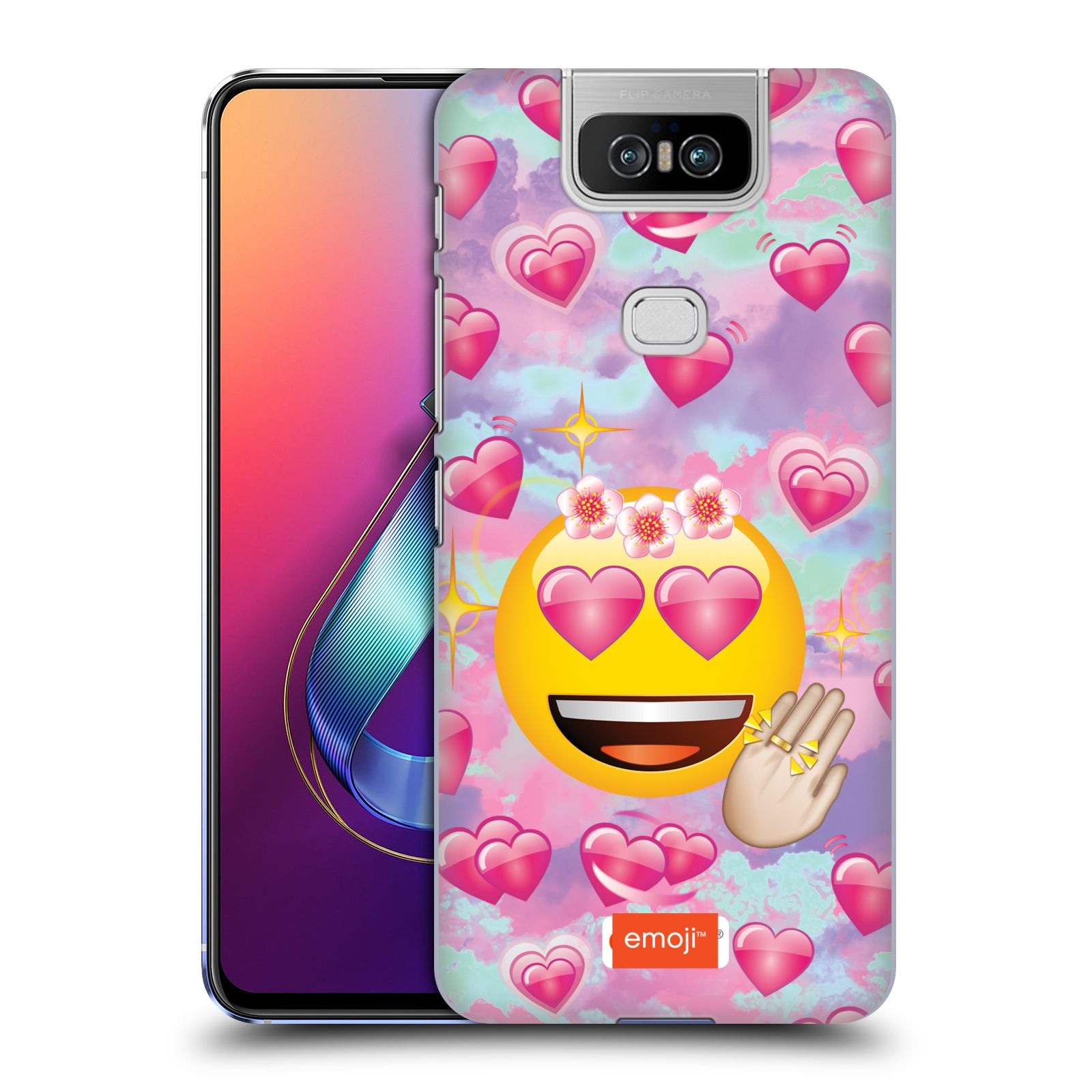Pouzdro na mobil Asus Zenfone 6 ZS630KL - HEAD CASE - smajlík oficiální kryt EMOJI velký smajlík růžová srdíčka