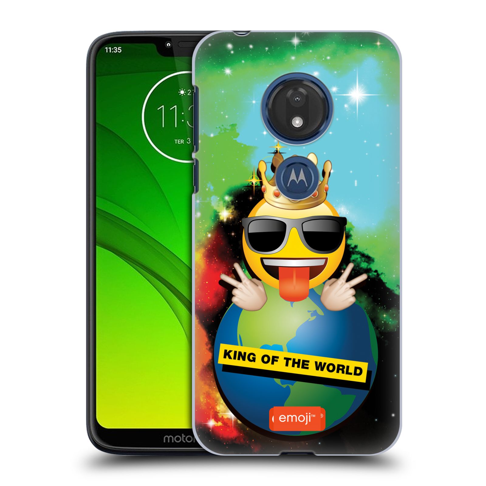 Pouzdro na mobil Motorola Moto G7 Play smajlík oficiální kryt EMOJI velký smajlík král světa