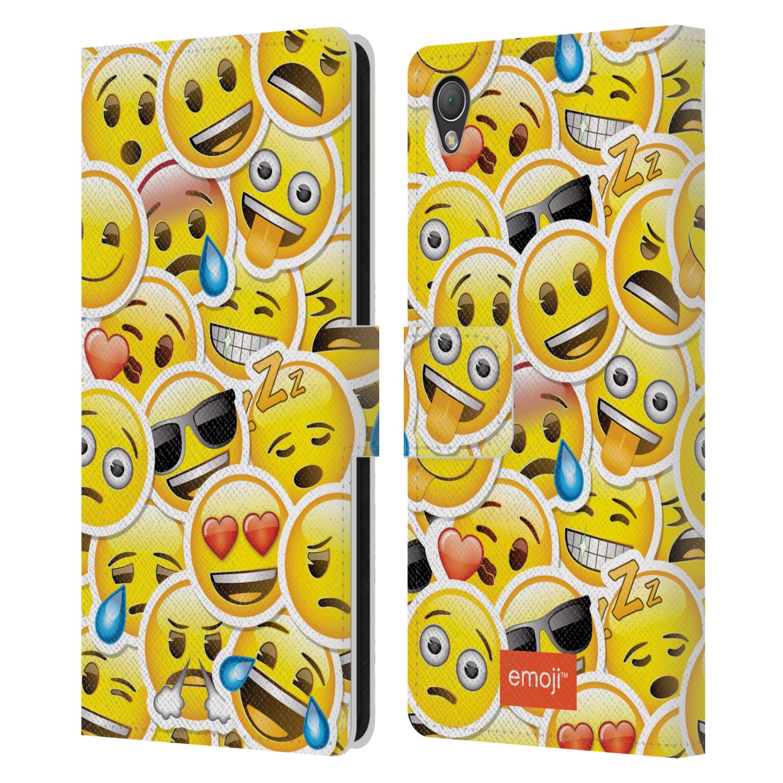 OFFICIAL EMOJI SMILEYS LEATHER BOOK WALLET CASE COVER FOR SONY PHONES 1