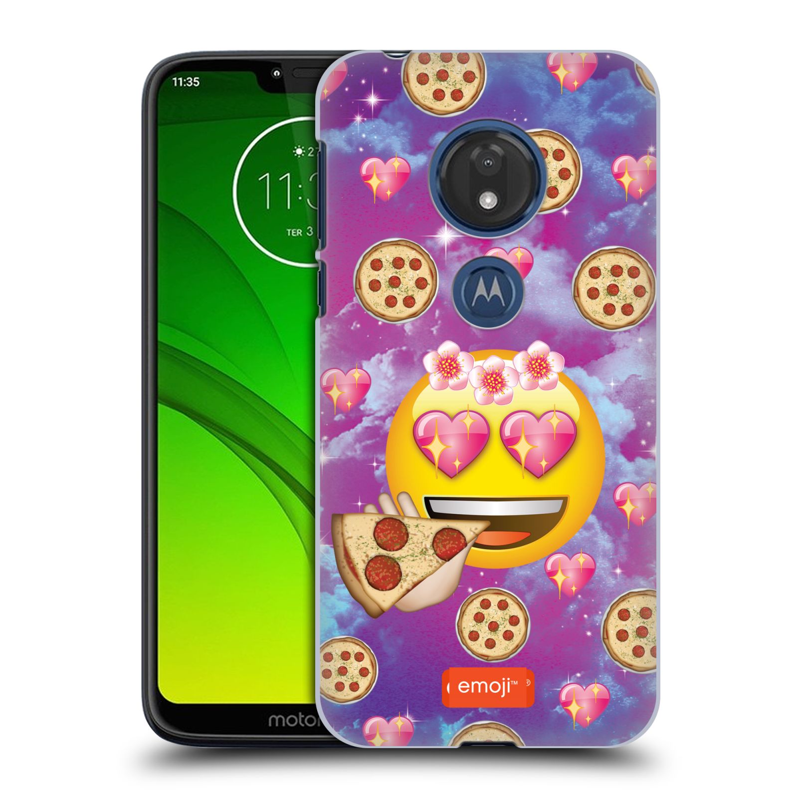 Pouzdro na mobil Motorola Moto G7 Play smajlík oficiální kryt EMOJI velký smajlík milovník pizzy