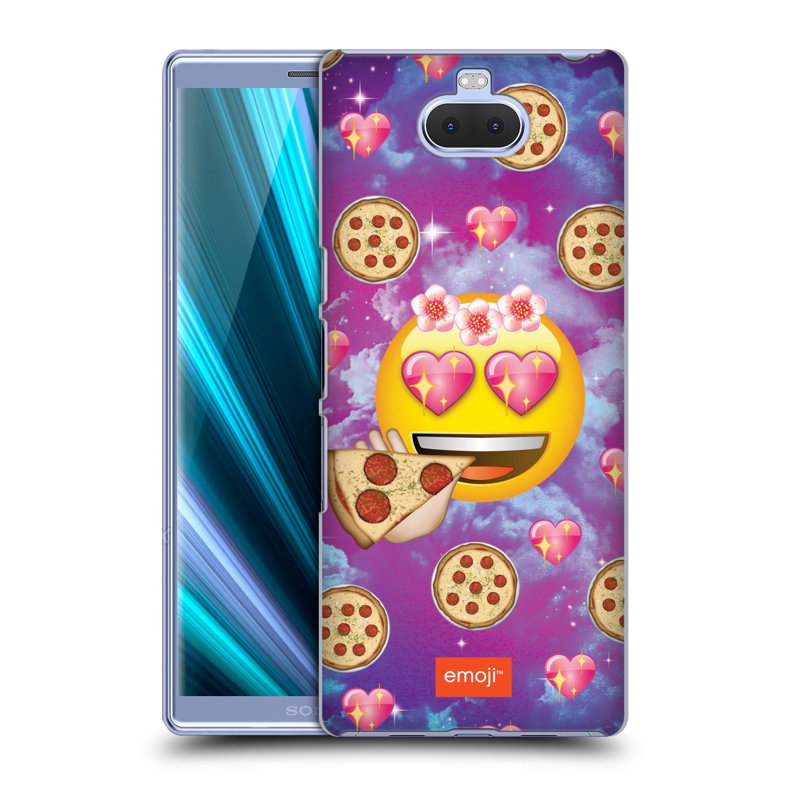 Pouzdro na mobil Sony Xperia 10 - Head Case - smajlík oficiální kryt EMOJI velký smajlík milovník pizzy