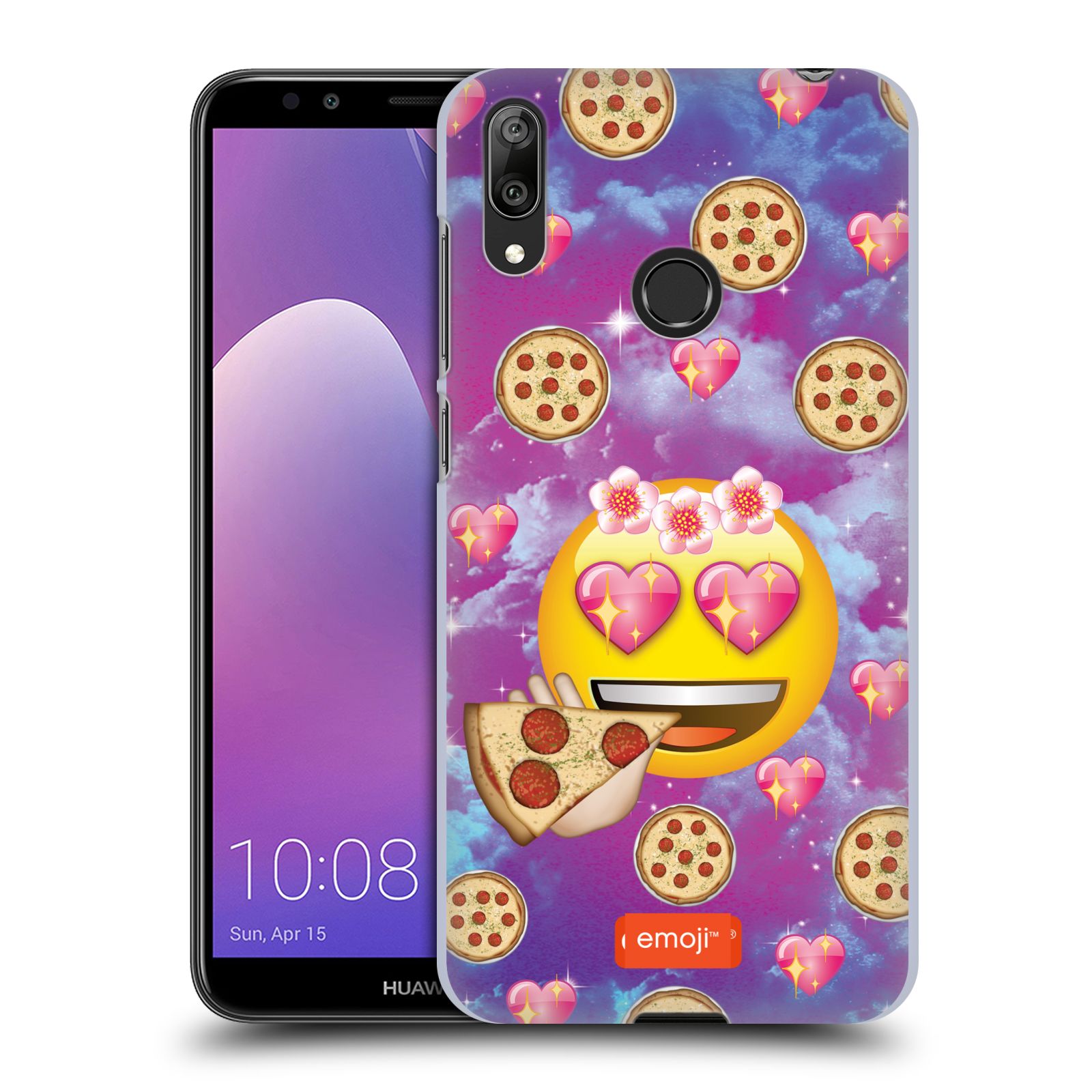 Pouzdro na mobil Huawei Y7 2019 - Head Case - smajlík oficiální kryt EMOJI velký smajlík milovník pizzy