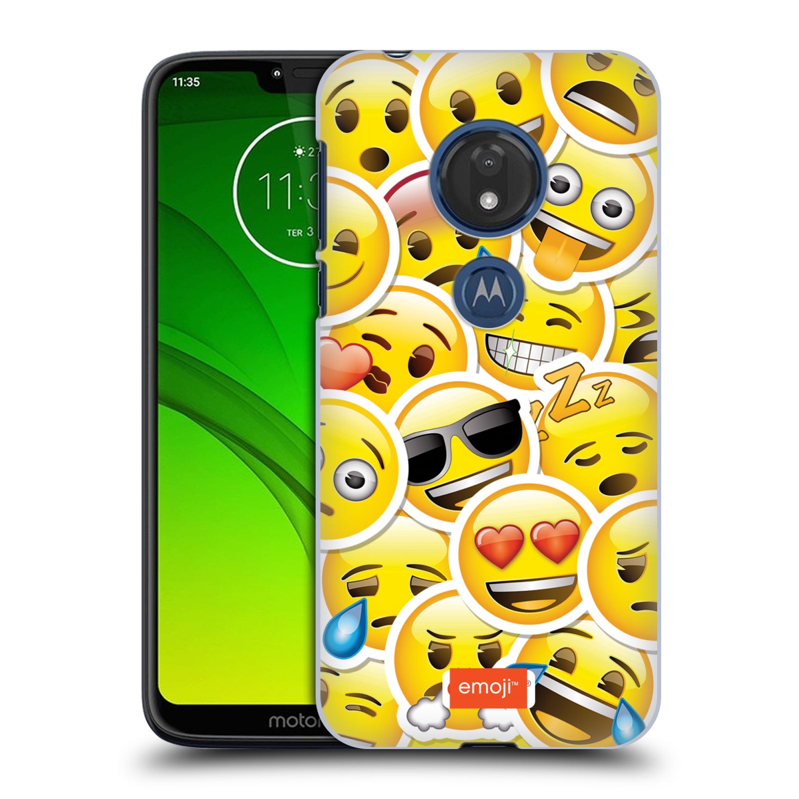 Pouzdro na mobil Motorola Moto G7 Play smajlík oficiální kryt EMOJI velcí smajlíci nálepky