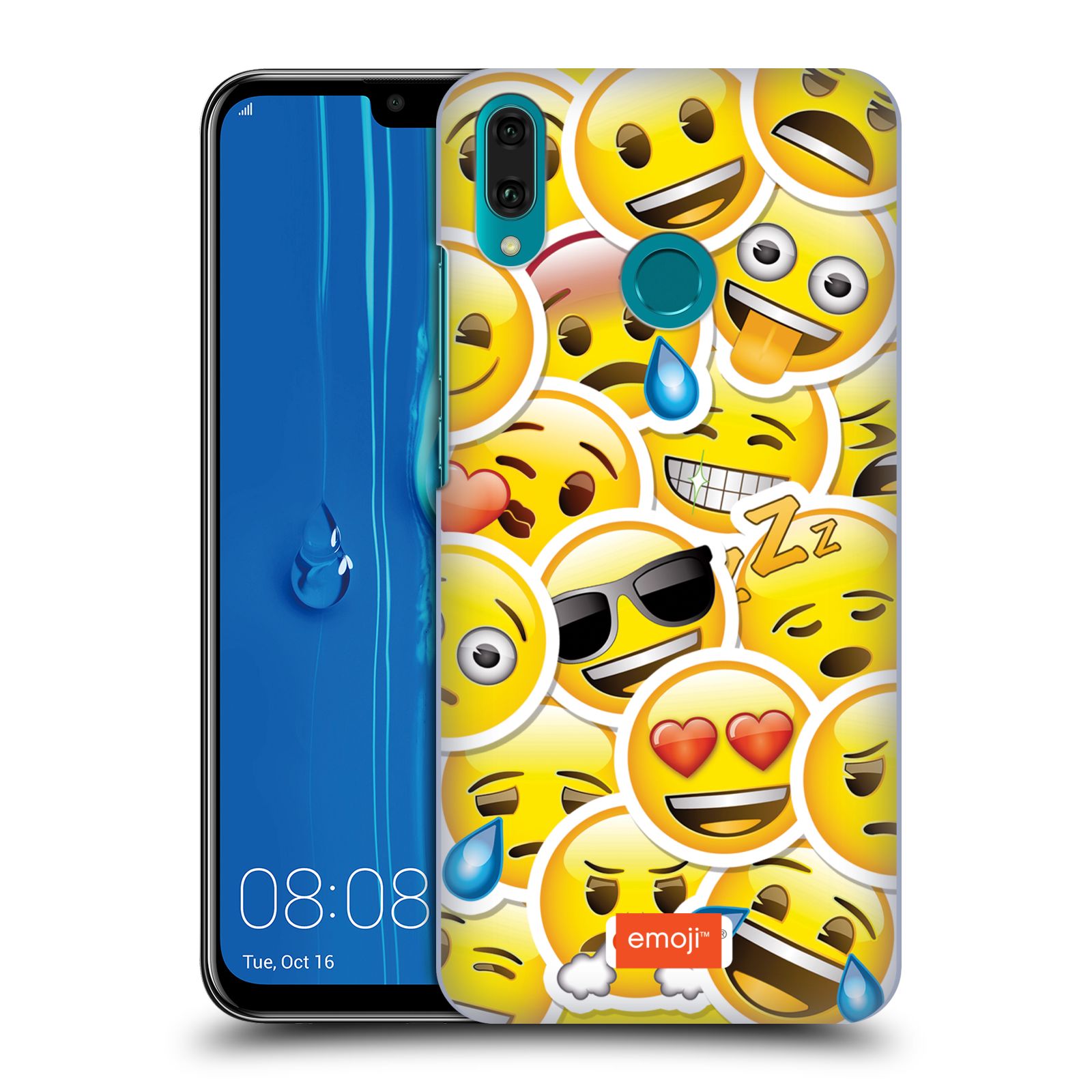 Pouzdro na mobil Huawei Y9 2019 - HEAD CASE - smajlík oficiální kryt EMOJI velcí smajlíci nálepky
