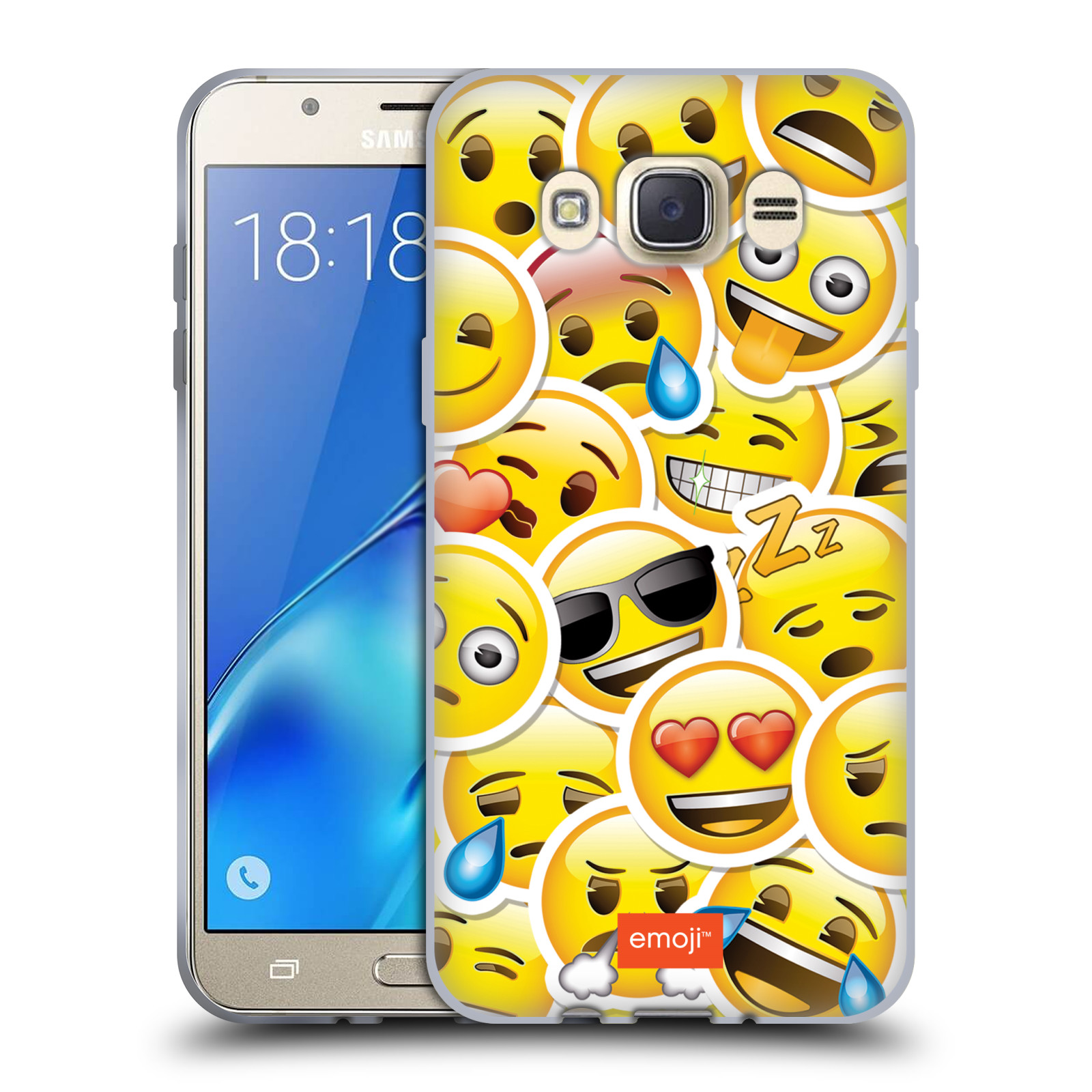 HEAD CASE silikonový obal na mobil Samsung Galaxy J7 2016 smajlík oficiální kryt EMOJI velcí smajlíci nálepky
