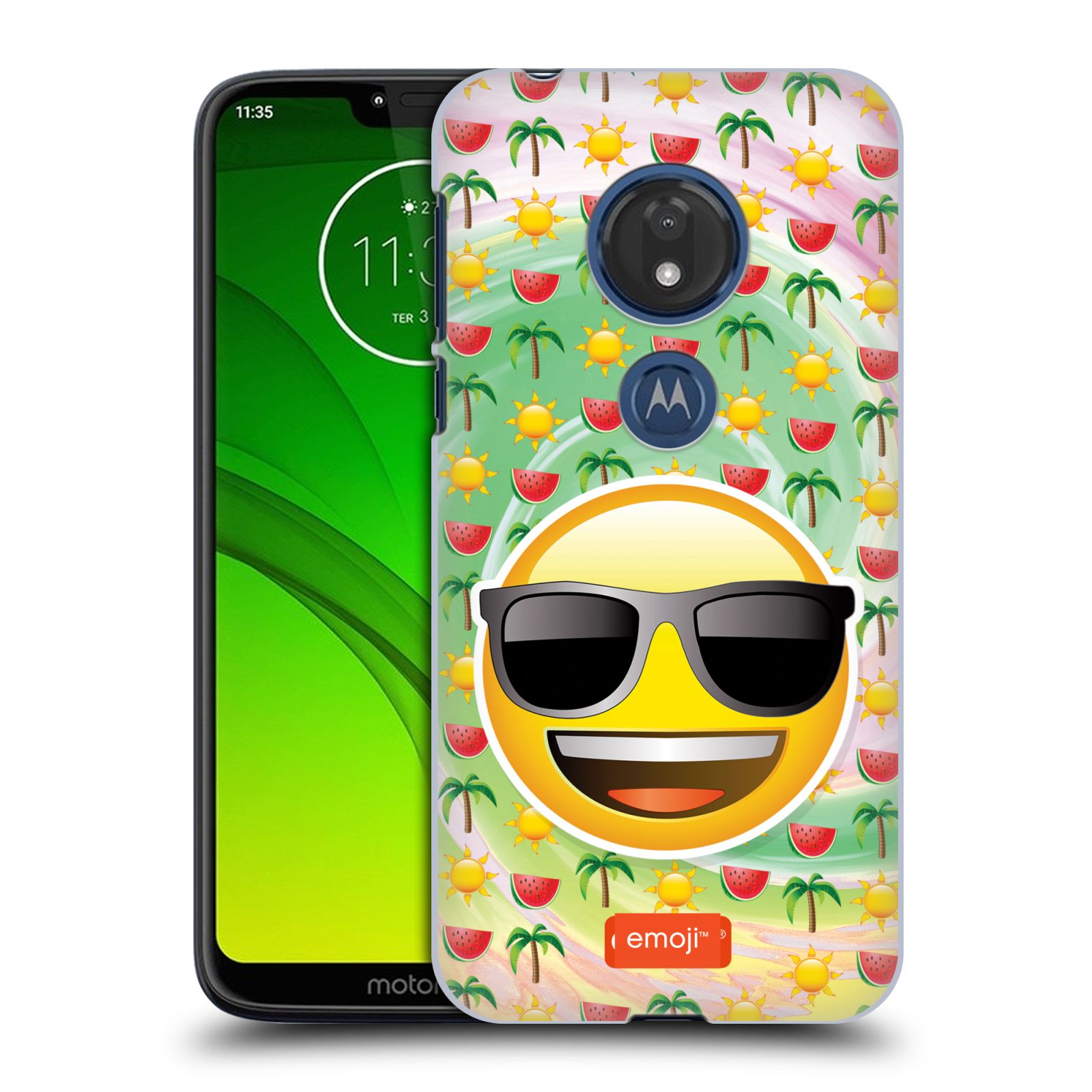 Pouzdro na mobil Motorola Moto G7 Play smajlík oficiální kryt EMOJI velký smajlík léto