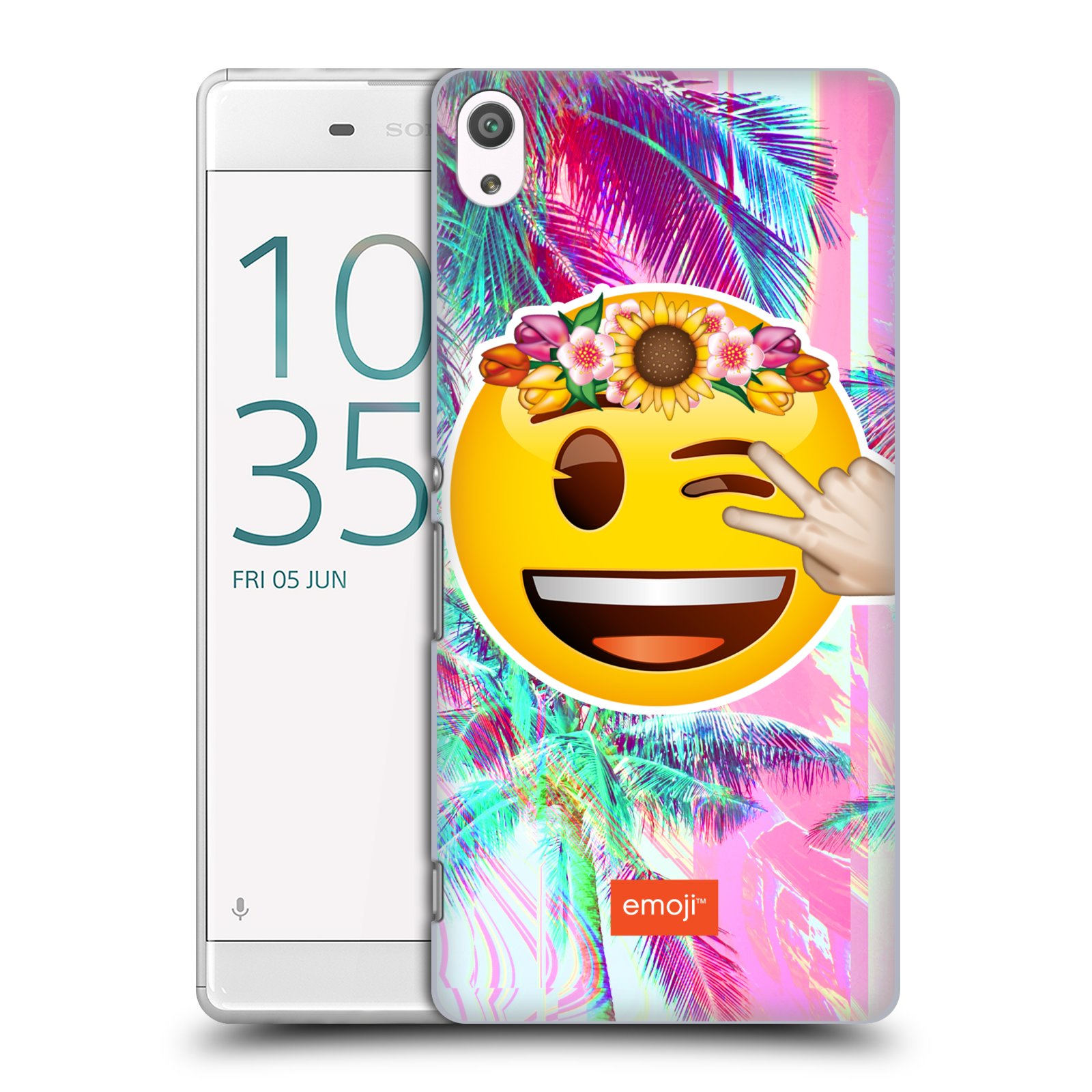 Pouzdro na mobil Sony Xperia XA ULTRA - HEAD CASE - Emoji smajlík palmy a květiny