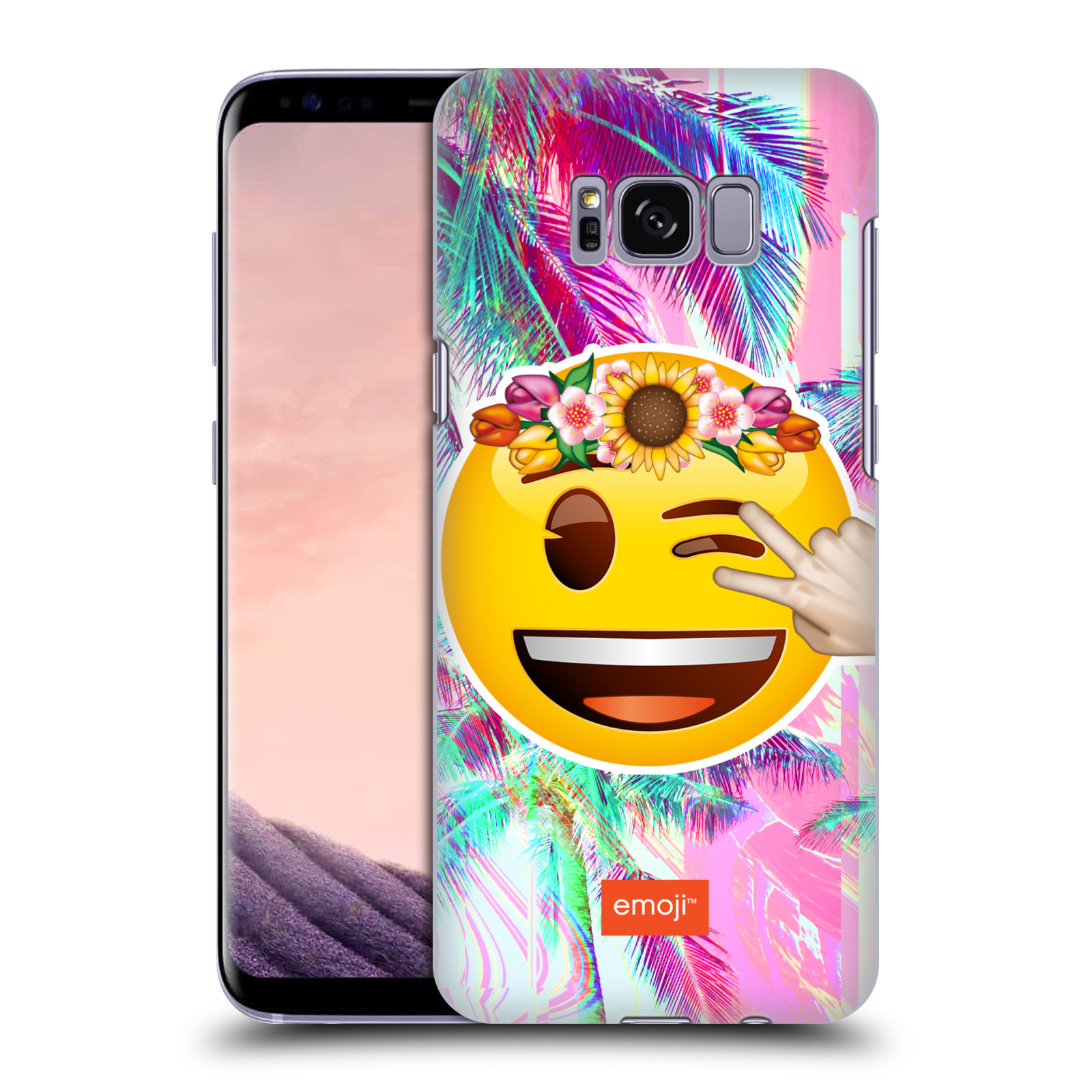 Pouzdro na mobil Samsung Galaxy S8 - HEAD CASE - Emoji smajlík palmy a květiny