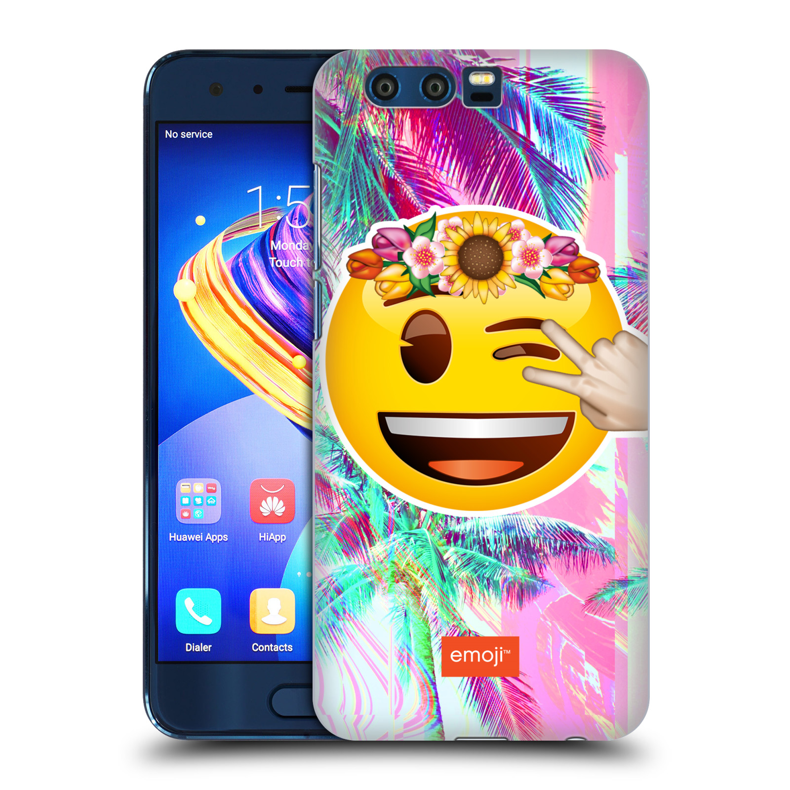 Pouzdro na mobil HONOR 9 - HEAD CASE - Emoji smajlík palmy a květiny