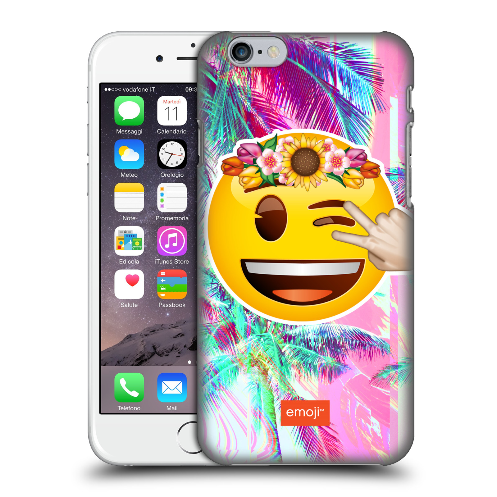 Pouzdro na mobil Apple Iphone 6/6S - HEAD CASE - Emoji smajlík palmy a květiny