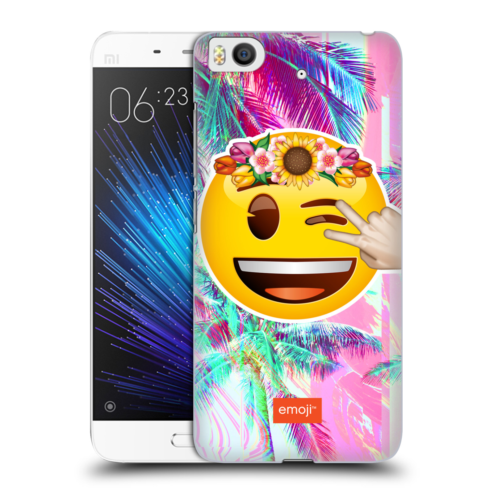 Pouzdro na mobil Xiaomi Mi5s - HEAD CASE - Emoji smajlík palmy a květiny