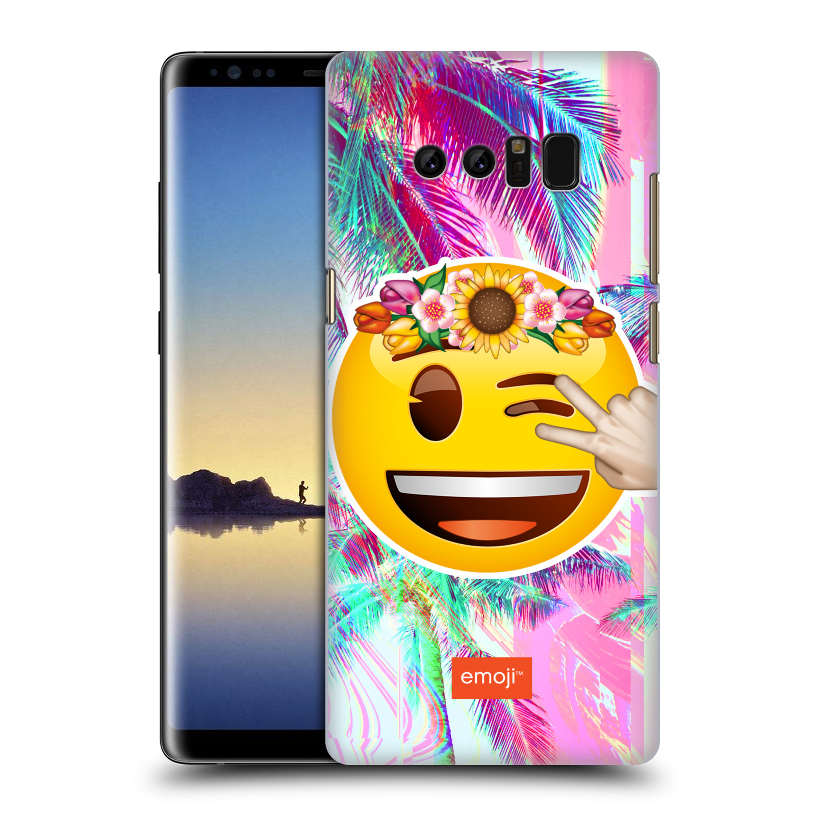 Pouzdro na mobil Samsung Galaxy Note 8 - HEAD CASE - Emoji smajlík palmy a květiny