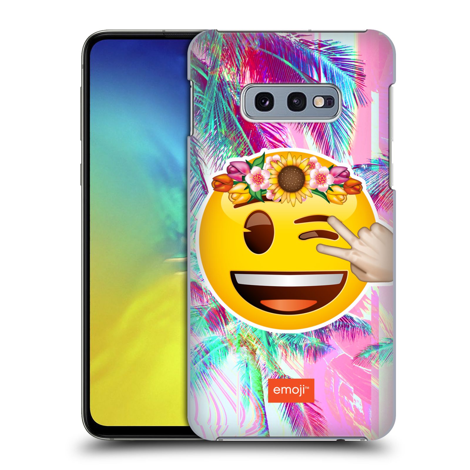 Pouzdro na mobil Samsung Galaxy S10e - HEAD CASE - Emoji smajlík palmy a květiny