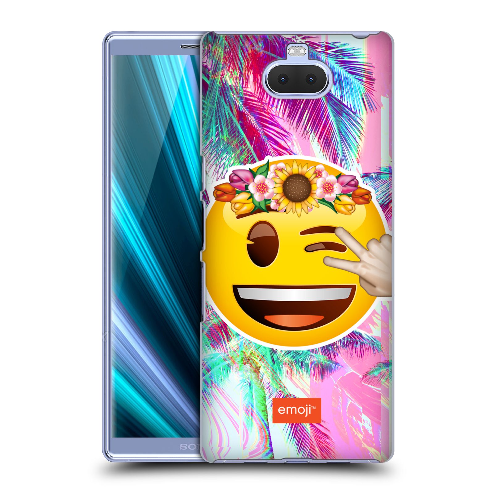 Pouzdro na mobil Sony Xperia 10 Plus - HEAD CASE - Emoji smajlík palmy a květiny