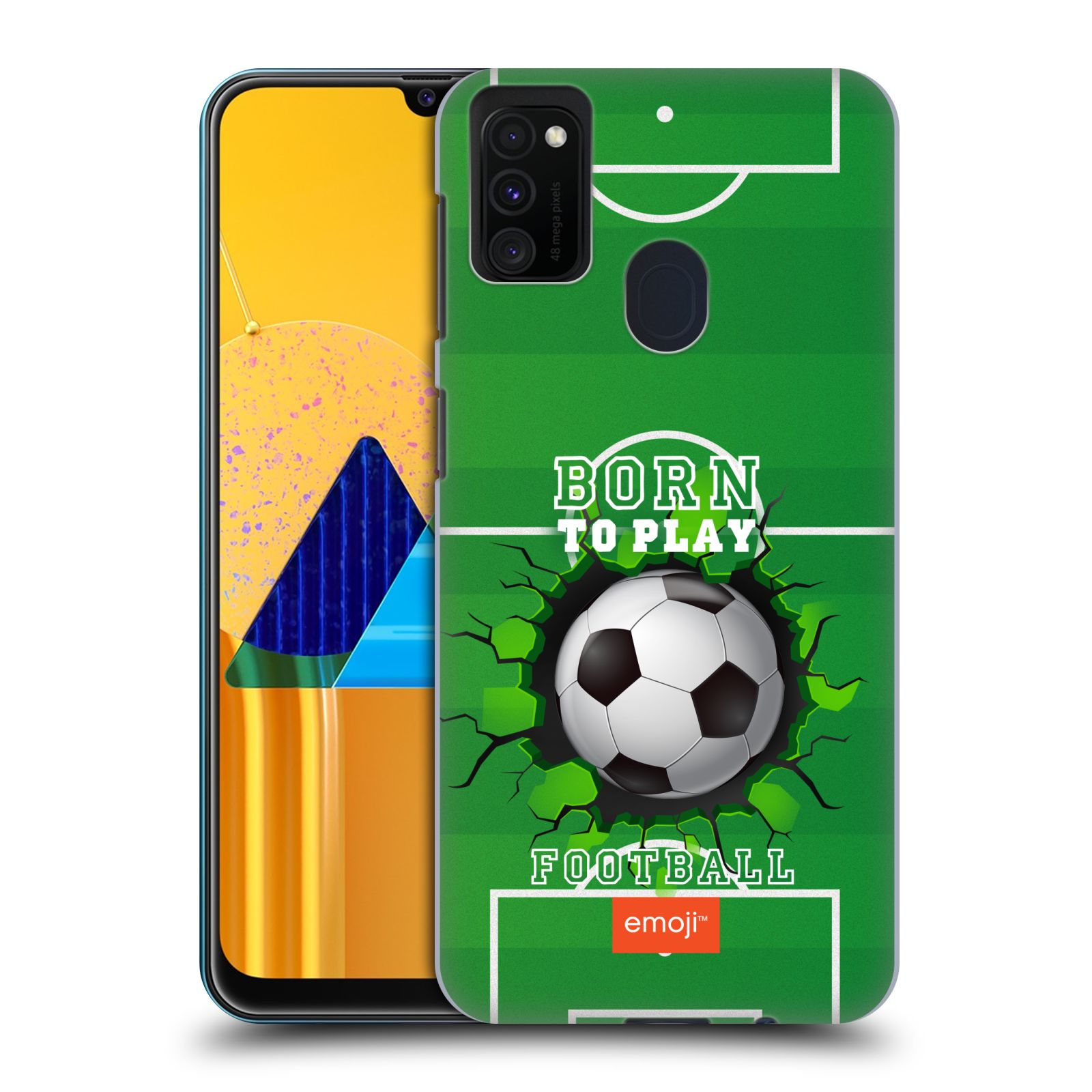 Zadní kryt na mobil Samsung Galaxy M21 smajlíci oficiální kryt EMOJI vzor fotbal ZROZEN KE HŘE