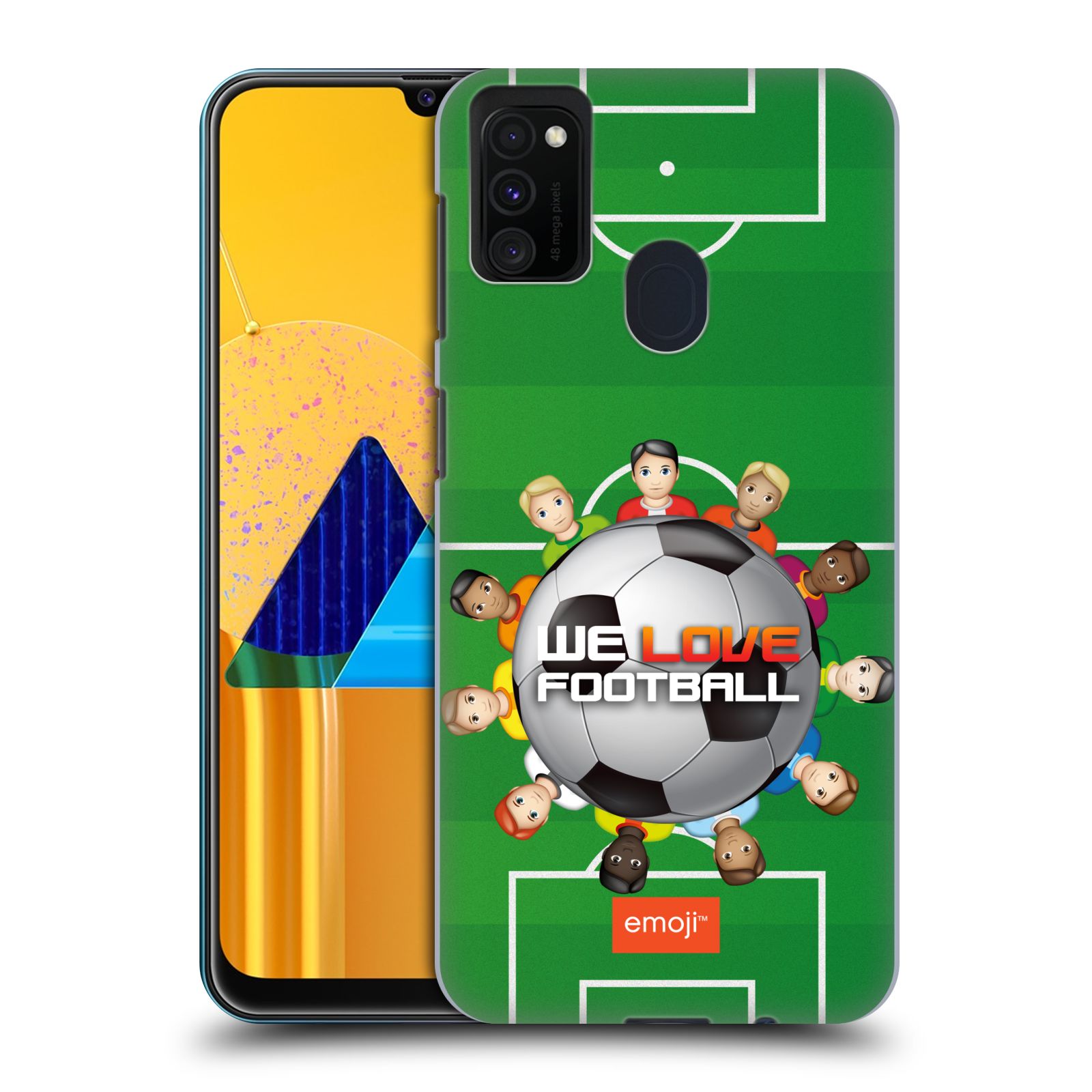 Zadní kryt na mobil Samsung Galaxy M21 smajlíci oficiální kryt EMOJI vzor fotbal MILUJEME FOTBAL