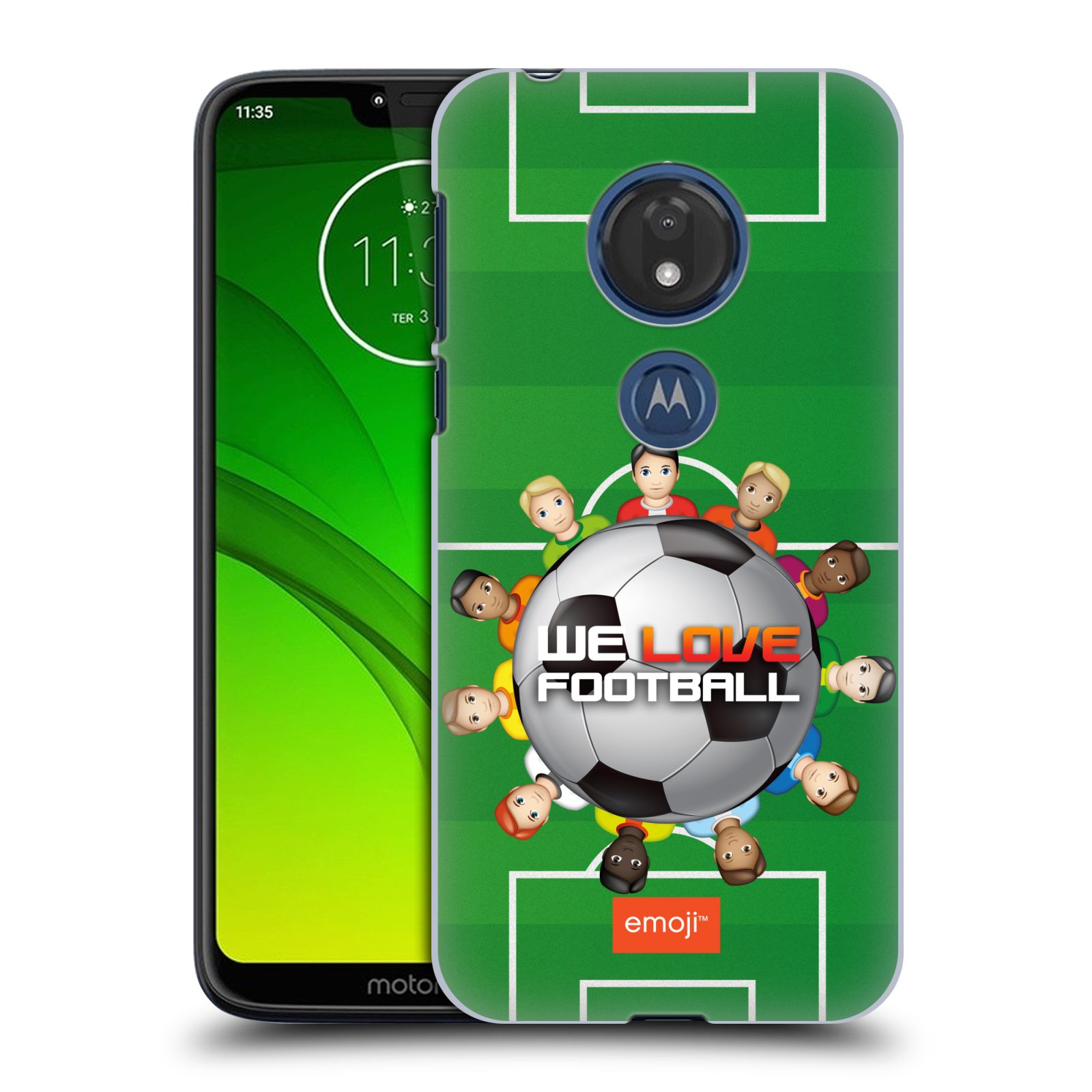 Pouzdro na mobil Motorola Moto G7 Play smajlíci oficiální kryt EMOJI vzor fotbal MILUJEME FOTBAL