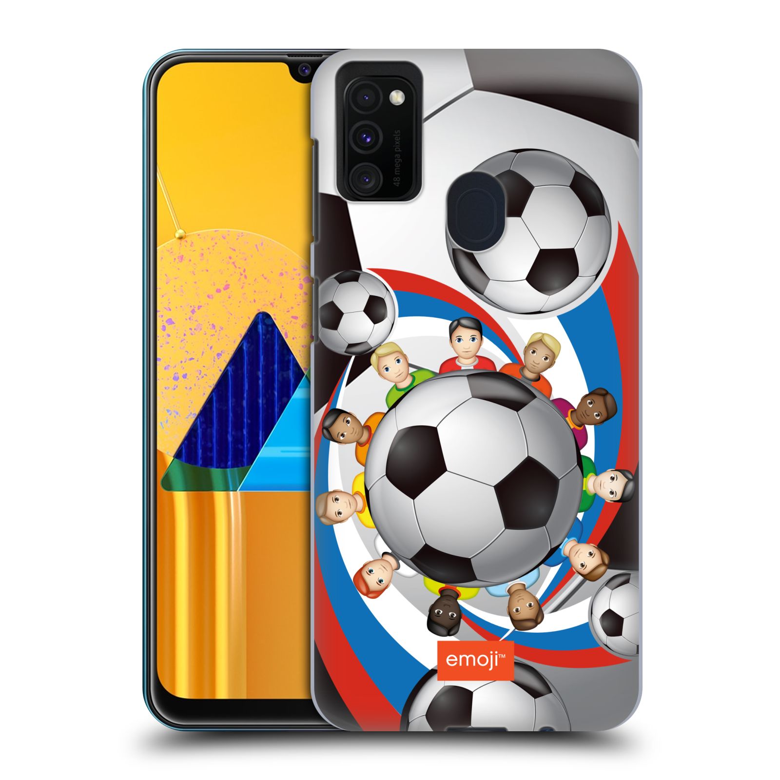 Zadní kryt na mobil Samsung Galaxy M21 smajlíci oficiální kryt EMOJI vzor fotbalové míče