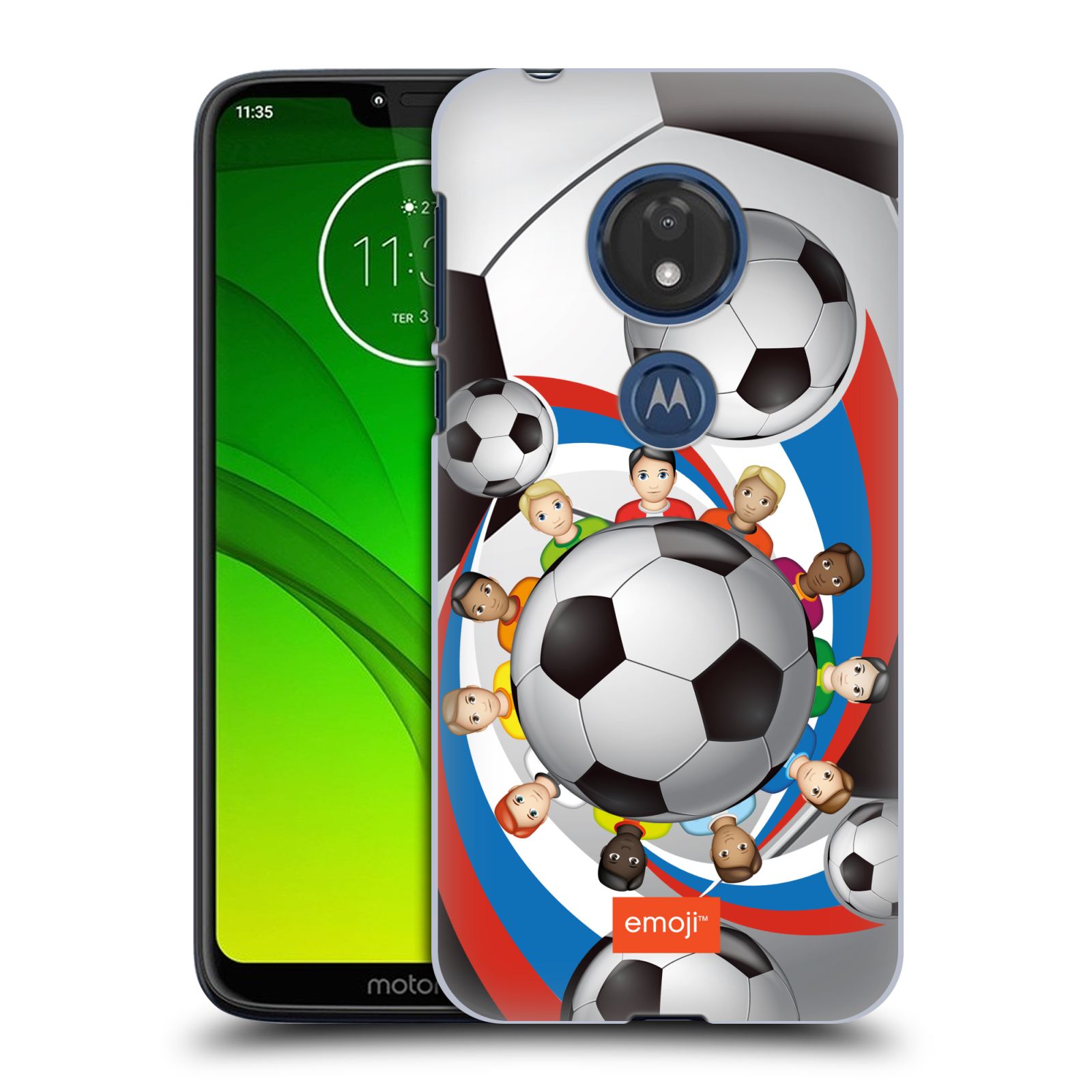 Pouzdro na mobil Motorola Moto G7 Play smajlíci oficiální kryt EMOJI vzor fotbalové míče
