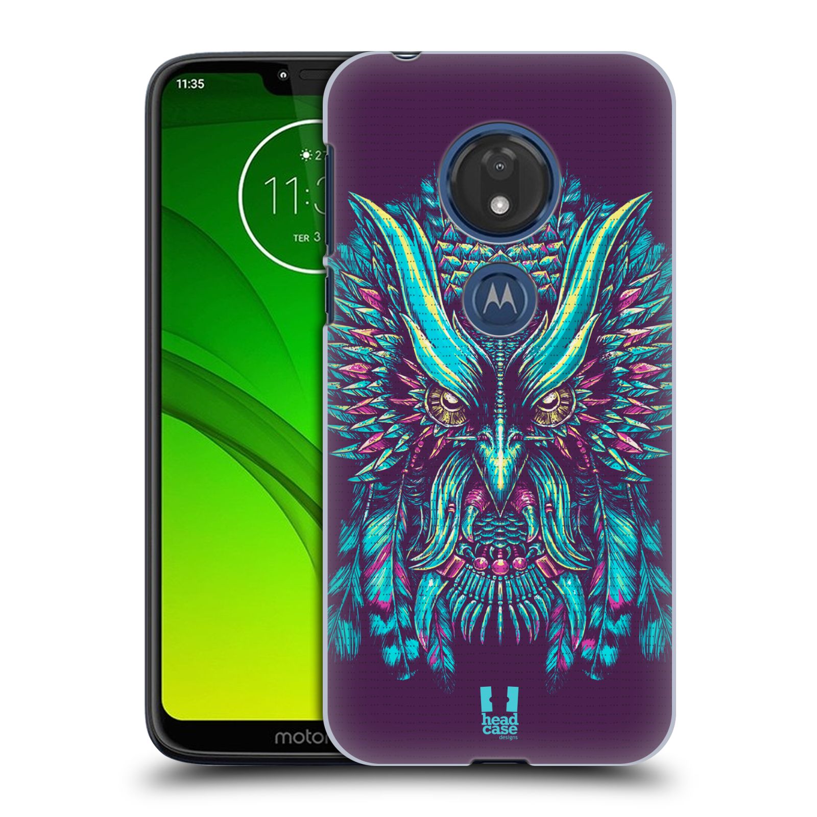 Pouzdro na mobil Motorola Moto G7 Play vzor Etnické sovy modrá a růžová