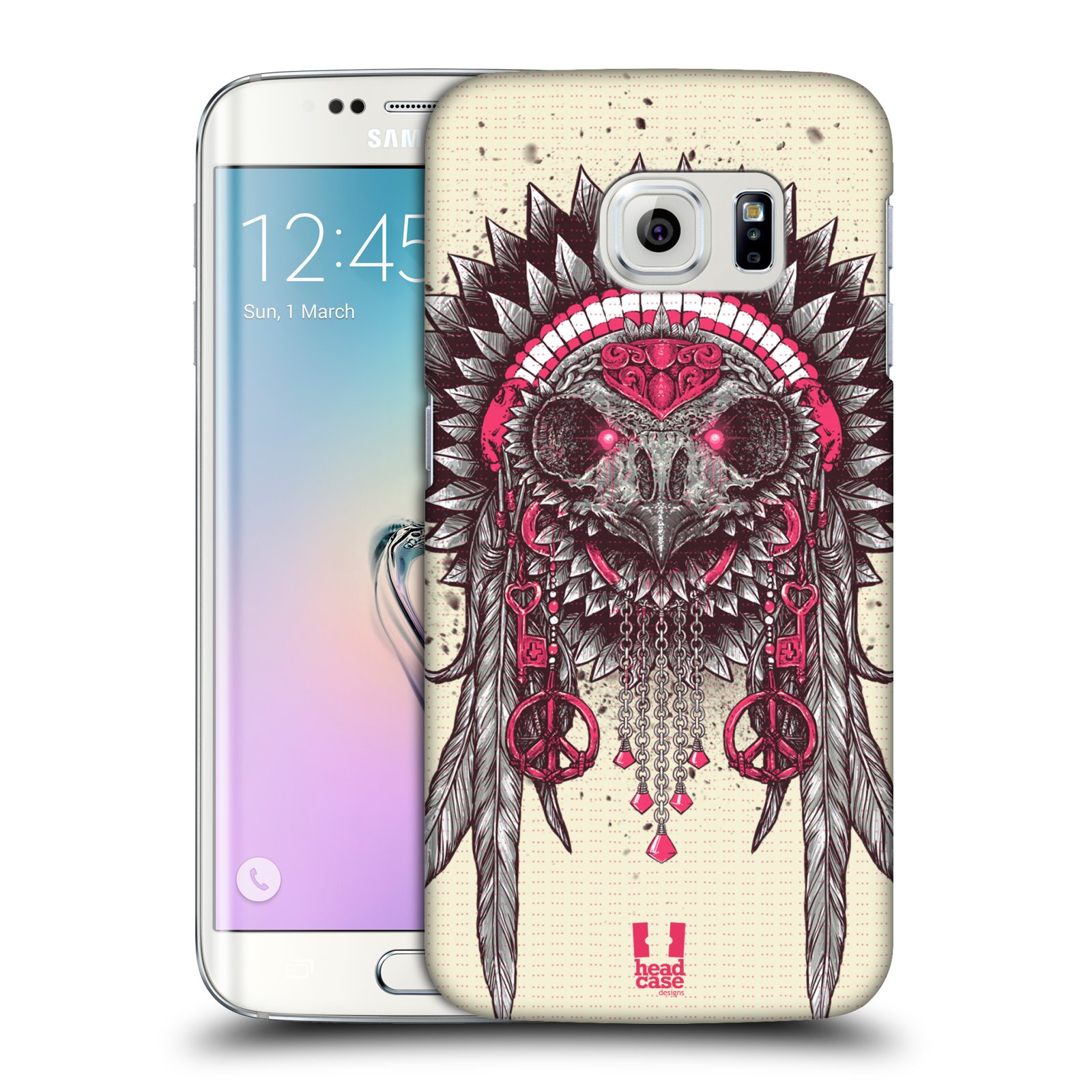 HEAD CASE plastový obal na mobil SAMSUNG Galaxy S6 EDGE (G9250, G925, G925F) vzor Etnické sovy růžová a šedá