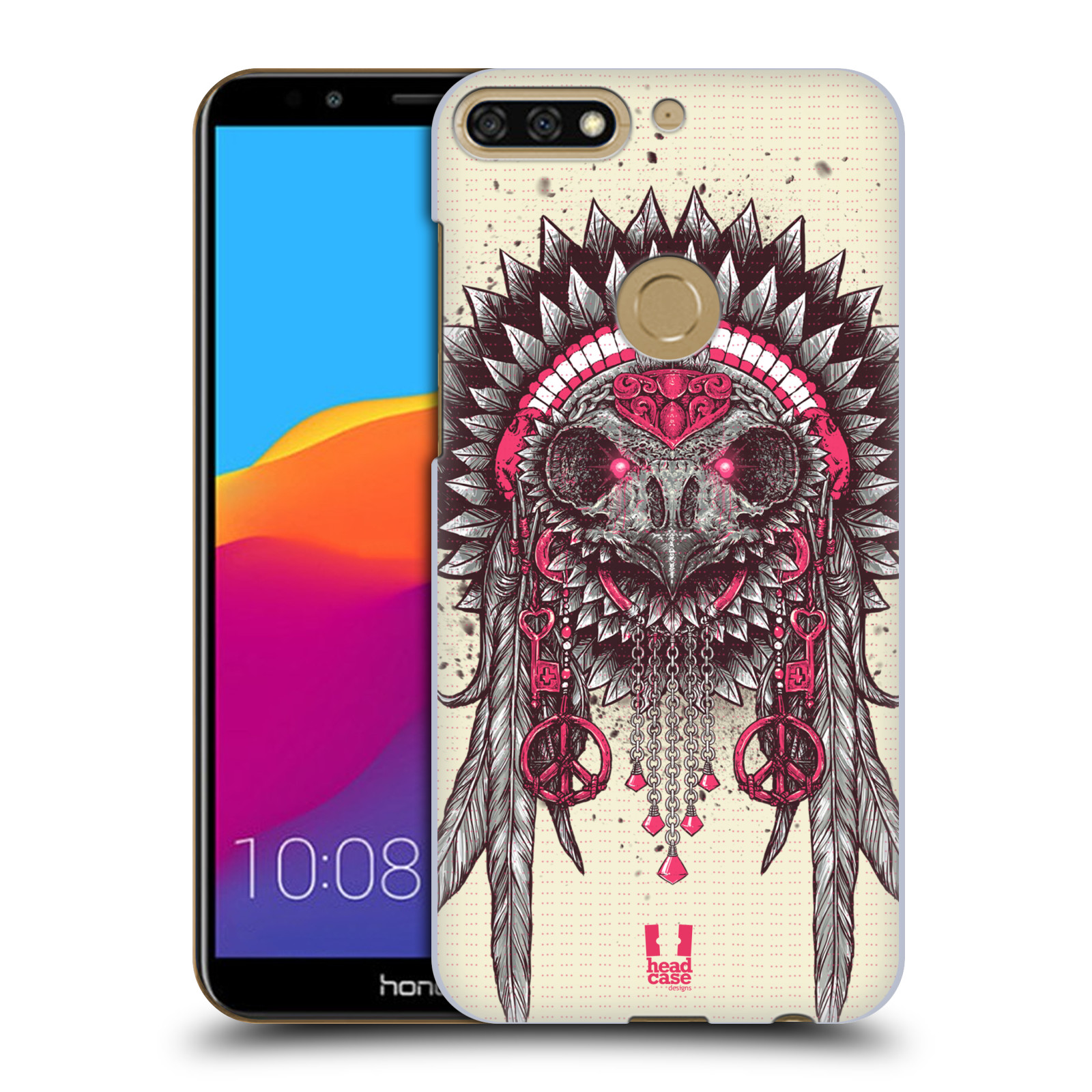 HEAD CASE plastový obal na mobil Honor 7c vzor Etnické sovy růžová a šedá